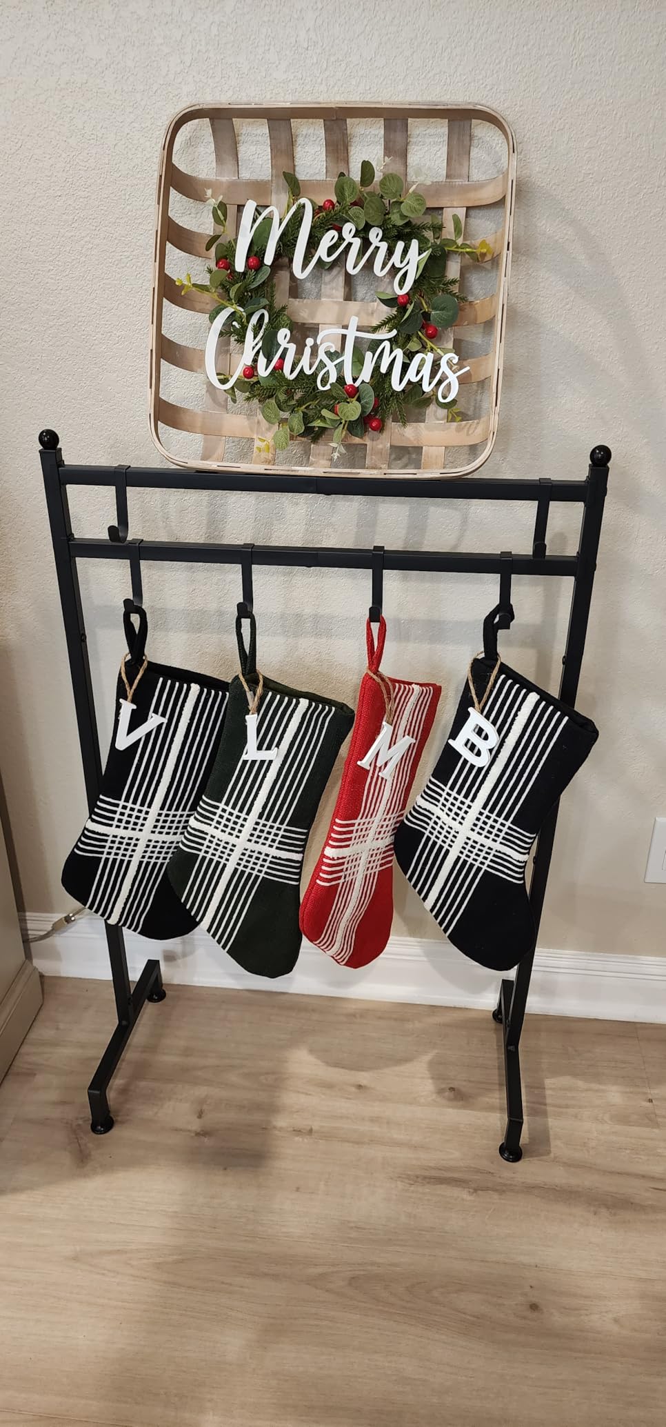 GloTika Christmas Stocking Holder Stand with 6 Hook, Heavy Duty Freestanding Christmas Stocking Hanger, Metal Holiday Decor Hanger Display for Home, Floor, Living Room customer photo 2