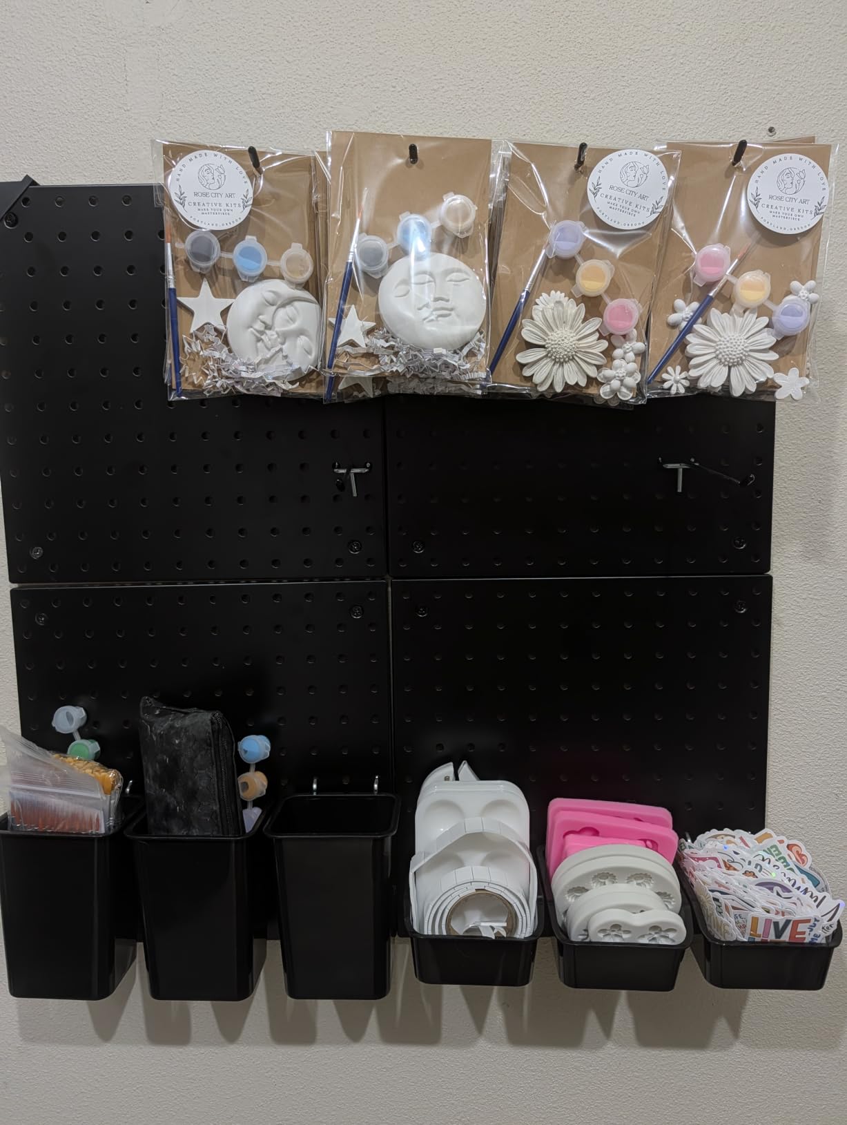 Peg Board Kit, Includes Pegboard and Accessories, with Hooks and Bins (129 Pieces, Black) customer photo 1
