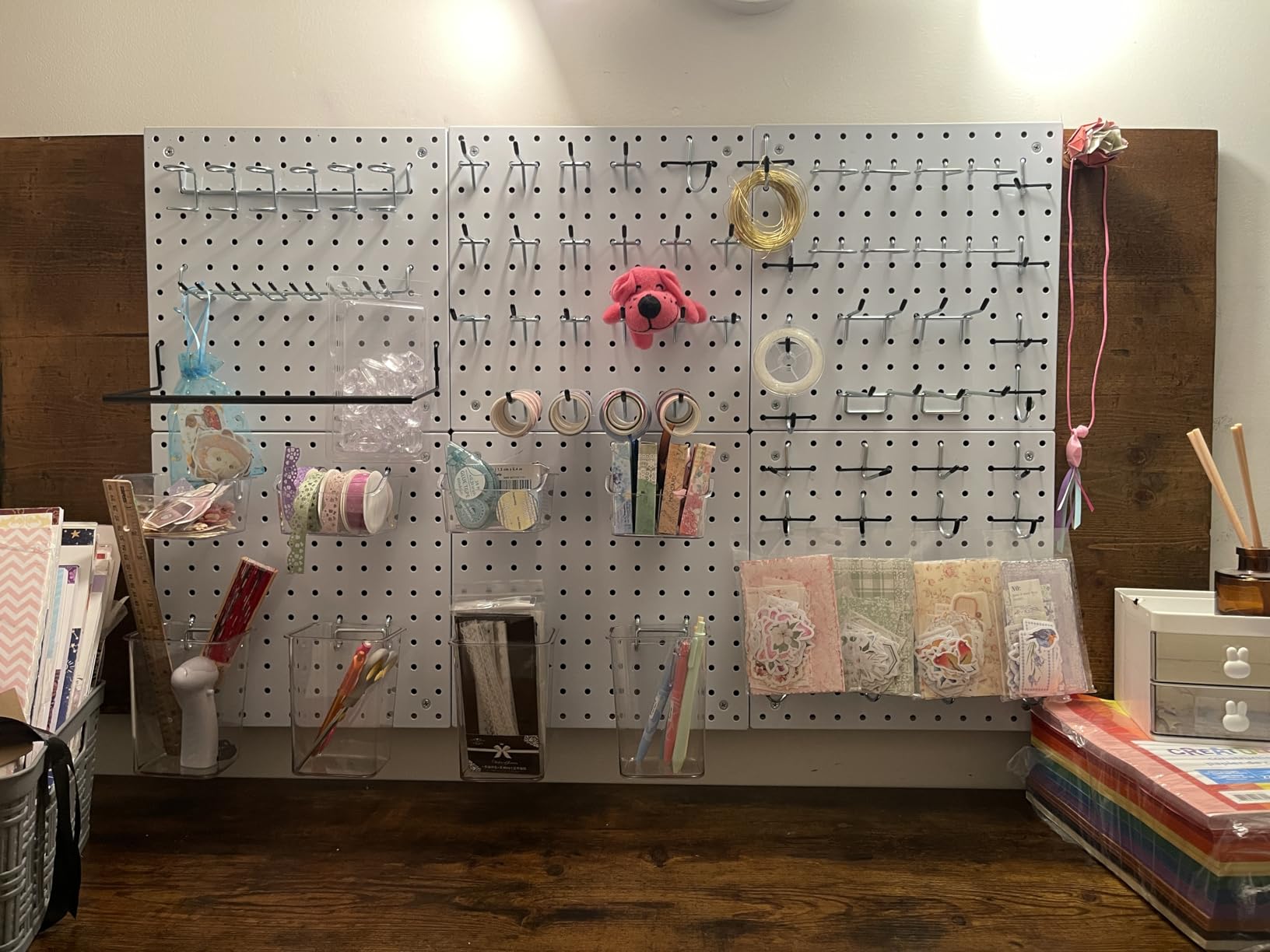 Peg Board Kit, Includes Pegboard and Accessories, with Hooks and Bins (129 Pieces, Black) customer photo 2