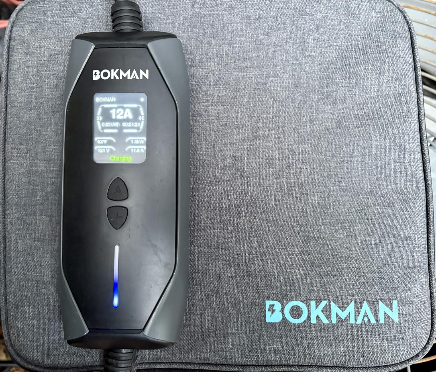 bokman Portable Level 1&2 EV Charger, 16A 20ft, NEMA 6-20P/5-15 Adapter | Dual 120V/240V, Adjustable 6-16A & 1-12H Delay timer, IP65, J1772 Connector customer photo 2