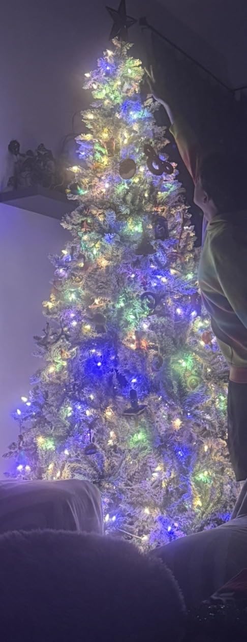 6 FT Pre-lit Christmas Tree Spruce with Remote Control, 300 Warm White Multi-Color Changing LED Lights, Artificial Hinged/Feel Real/Realistic for Home, Holiday Decoration Dual Color LED customer photo 2