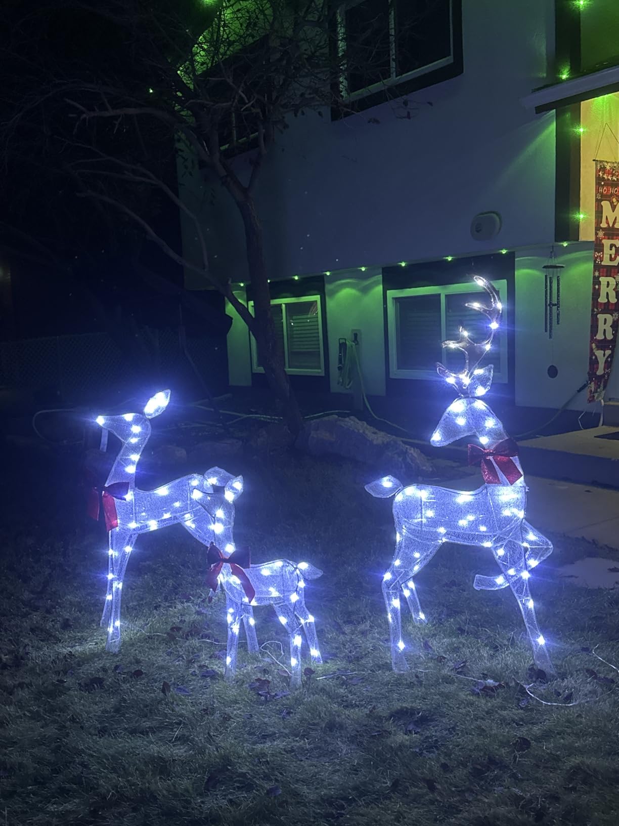 Outdoor Christmas Decorations 3-Piece Reindeer Family Christmas Decor Set 3D Lighted Reindeer Deer Family Set Outdoor Christmas Yard for Holiday Lawn Patio Party customer photo 2