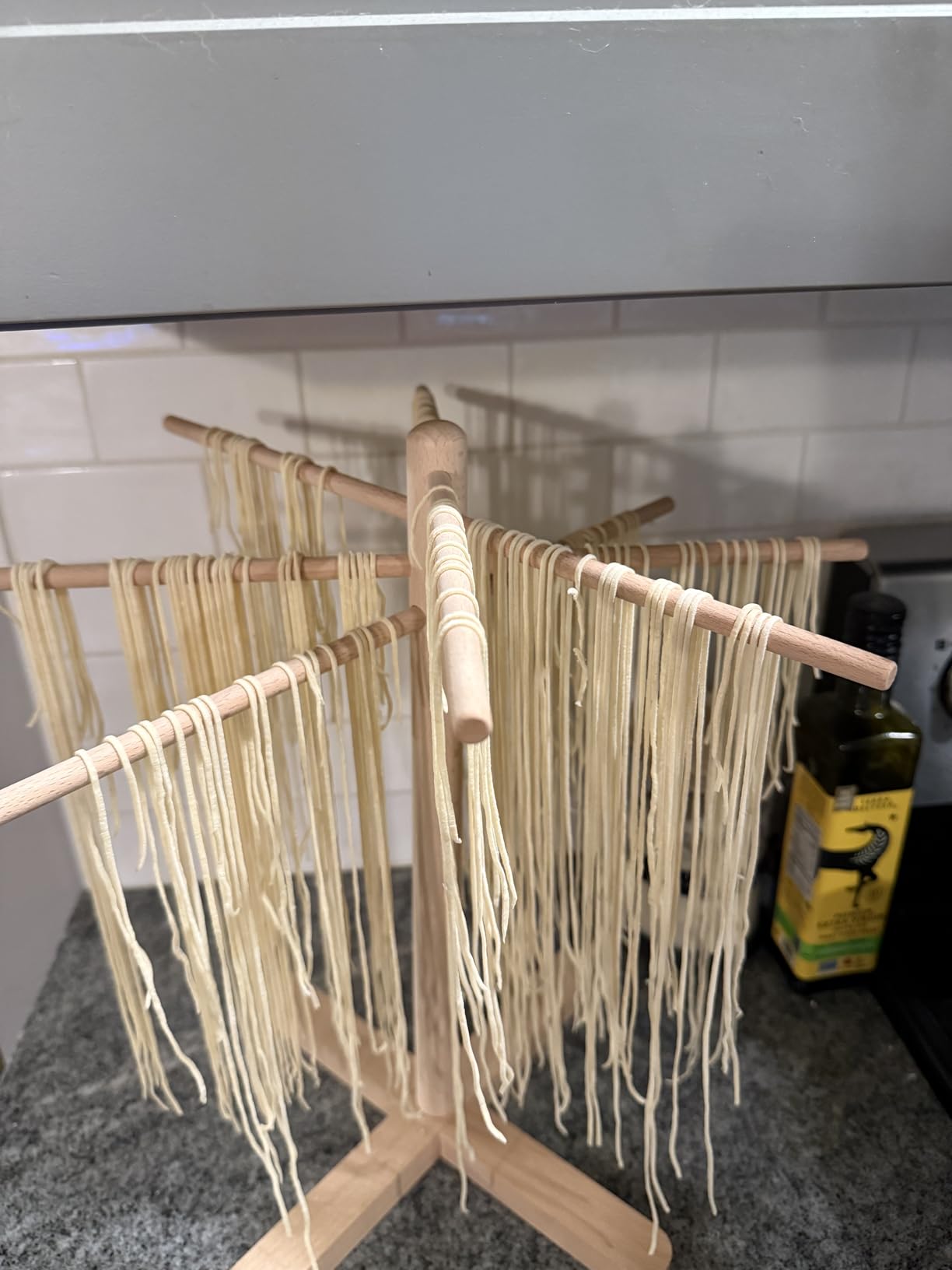Pasta Drying Rack, Collapsible Wooden Pasta Drying Rack with 8 Bar | Spaghetti Noodle Drying Rack, Quick Set UP & Easy Storage Homemade Stand Dryer Hander For Fresh Noodle, Storage Bag Included customer photo 1