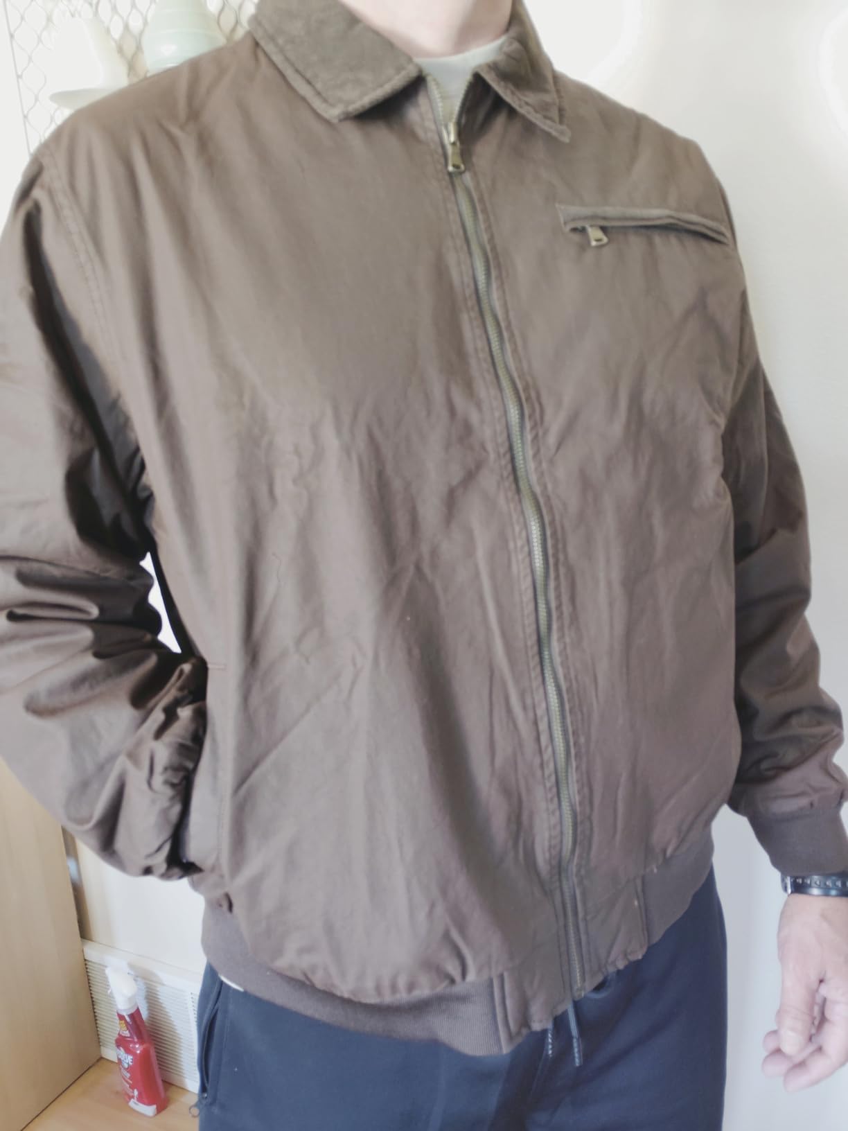Mr.Stream Men's Waxed Cotton Duck Canvas Water-Repellent Sherpa Lined Fleece Front-Zip Jackets customer photo 2
