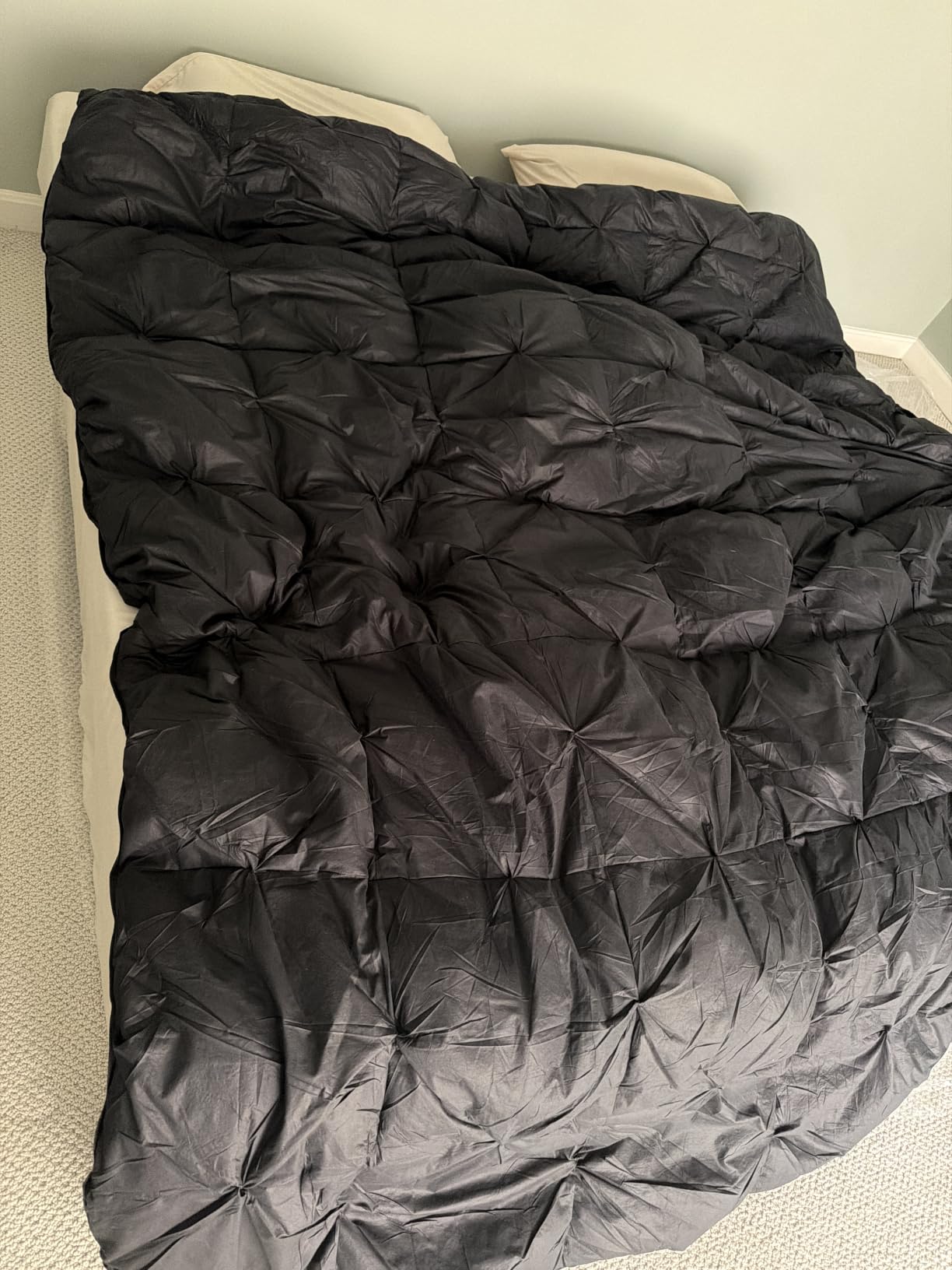 Three Geese Queen Size Pinch Pleat Duck Feather Down Fiber Comforter - All-Season Down Duvet Insert Fluffy Baffle Box Design with 8 Corner Loops for Warmth and Softness customer photo 1