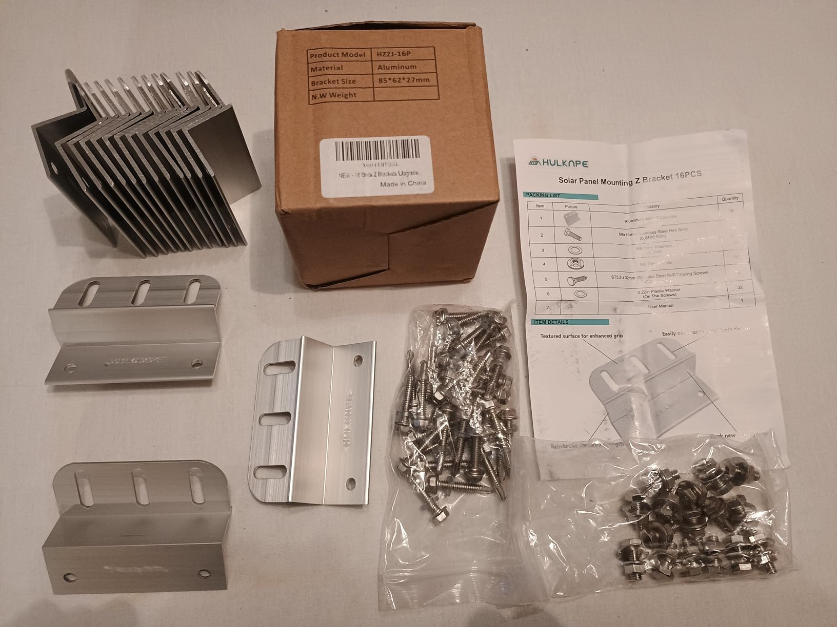 Z Brackets Solar Panel Mounting Kit (16 Pack) - Heavy Duty Corrosion-Resistant Aluminum for RV, Boat, Roof & Off-Grid Installations customer photo 1