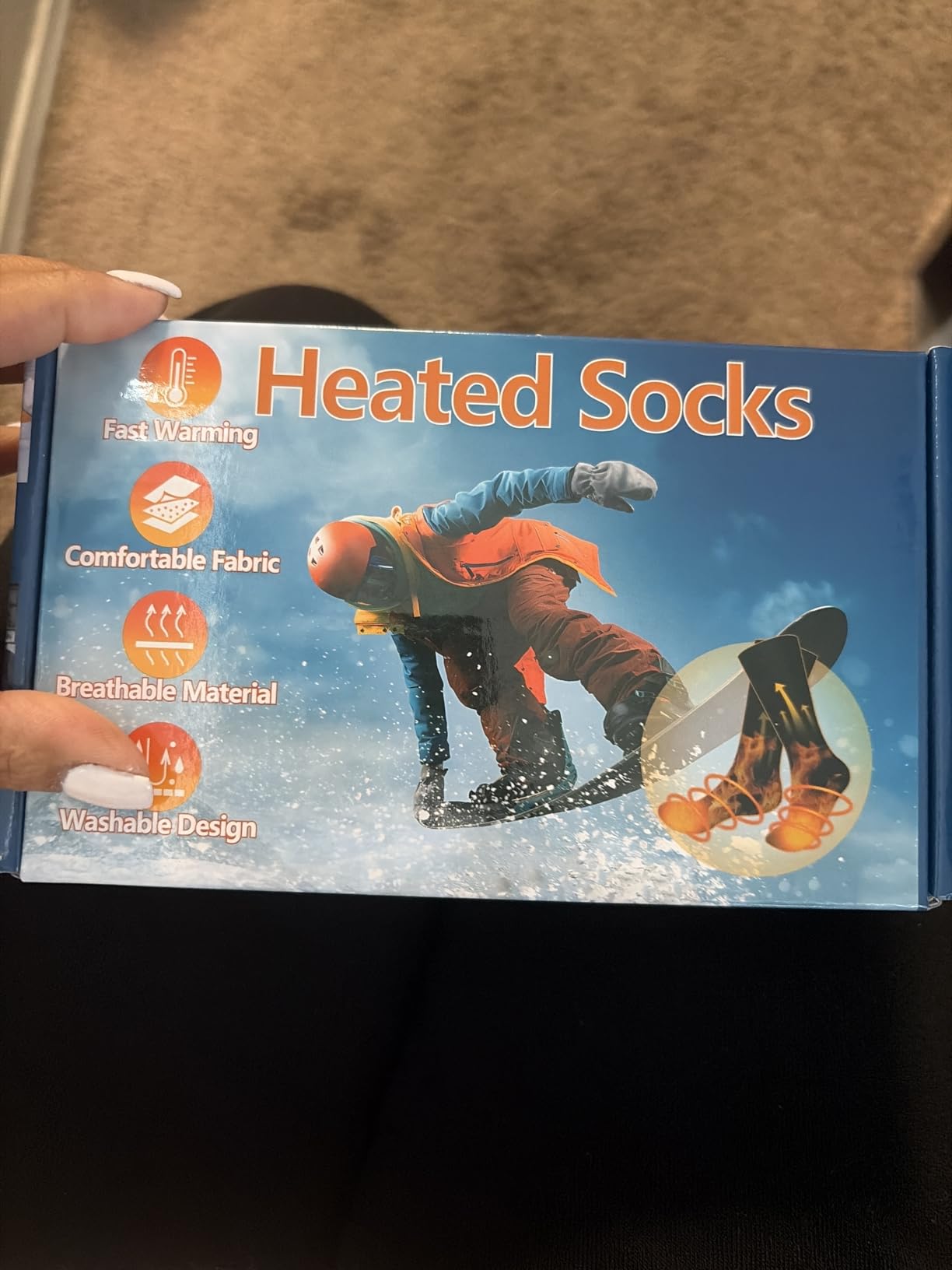 Heated Socks with App Control 5000mAh*2 Rechargeable Electric Heated Socks for Men Women Up to 9 Hours Washable Warm Socks for Outdoor Work Skiing Hunting Riding Hiking Cycling Camping Gifts customer photo 1