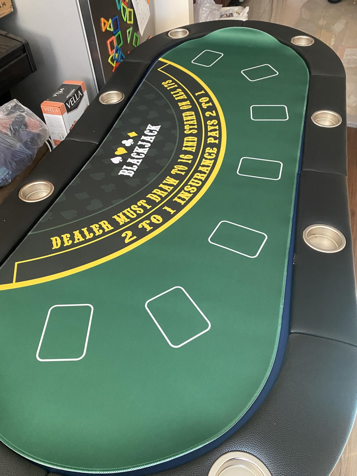 Poker Table Foldable, Portable Poker Table for Texas Hold'em Poker and Blackjack, 8 Player Folding Poker Tables with Double-Sided Poker Mat, Padded Rails & Cup Holders, Casino Grade Felt customer photo 2