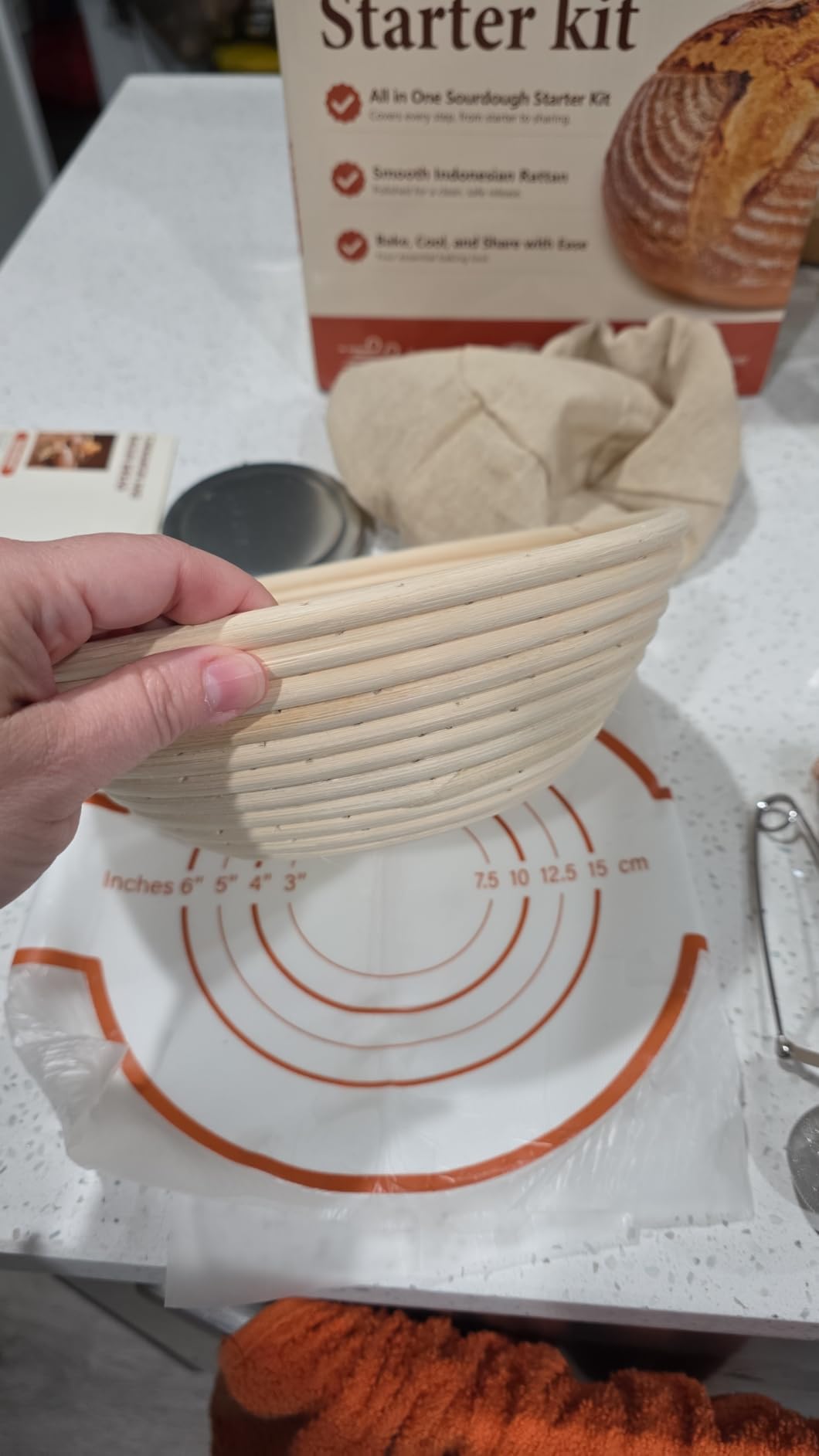 Sourdough Starter Kit, Sourdough Bread Baking Supplies, Round & Oval Banneton Bread Proofing Basket, Bread Sling, Starter Jar, Dough Whisk, Scrapers, Stencils & Bag, Complete Sourdough Kit Gifts customer photo 2