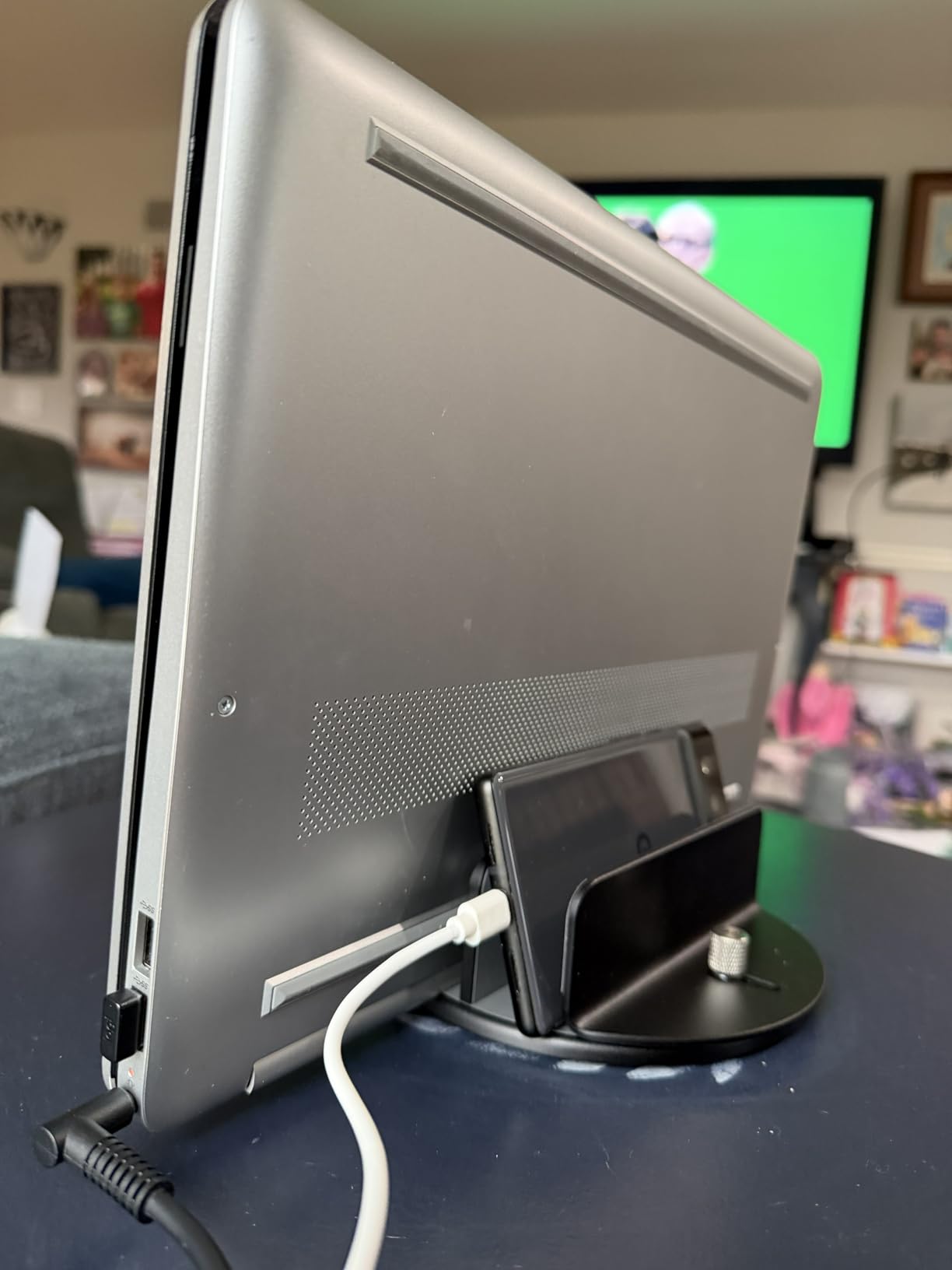 360° Vertical Laptop Stand Holder, Dual-Slot Aluminum Desk Organizer | Sides Knob Adjustment (No Lost Screws), Fits MacBook, iPad, Phones, and Tablets, Non-slip silicone, up to 17.3