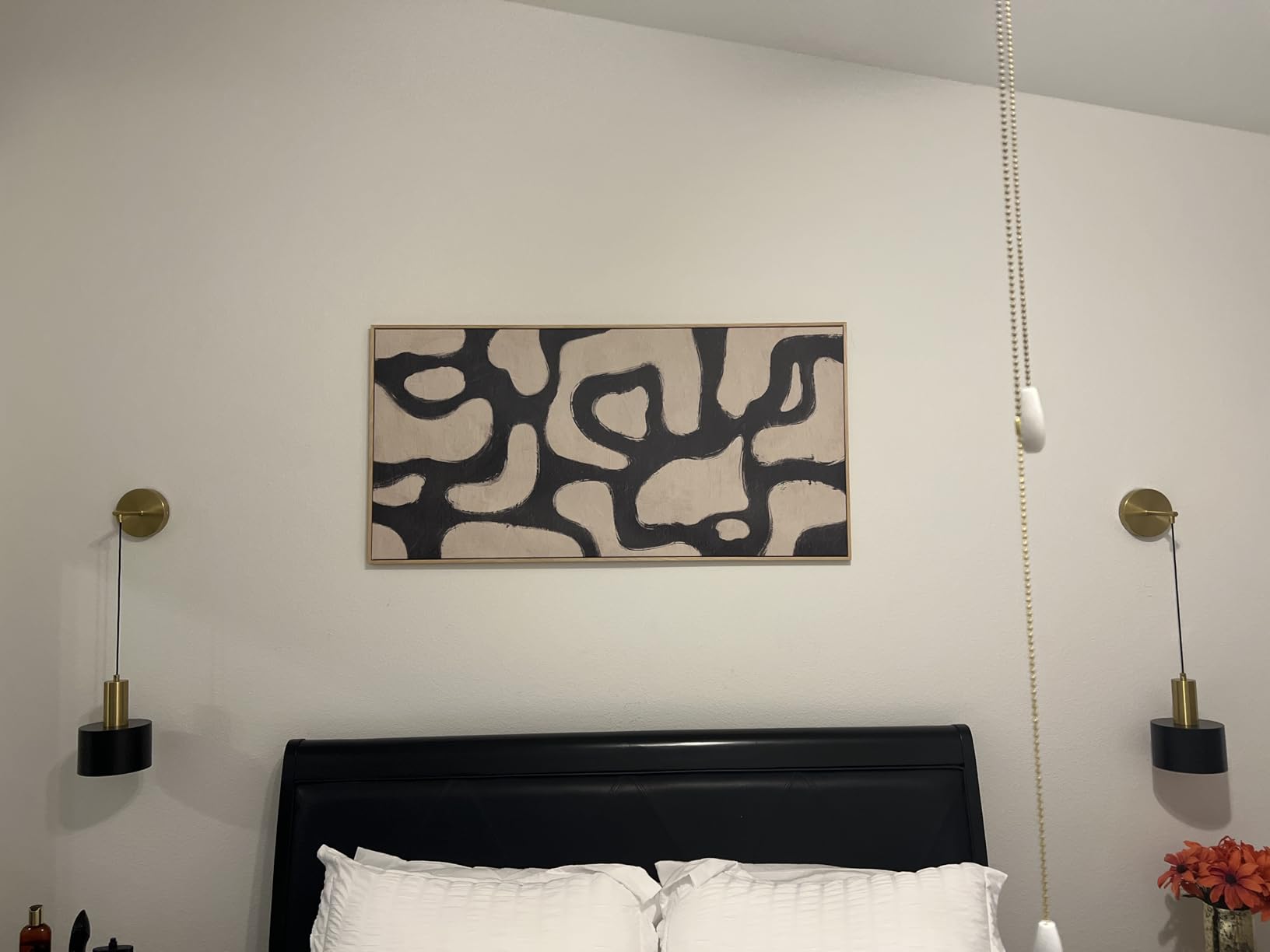 Large Framed Modern Abstract Horizontal Wall Art for Living Room, 60x30 In | Extra Large, Black and beige, Modern, Minimalist, Canvas artwork, Dining room decor, Bedroom art, Office decor, Ready to hang customer photo 2