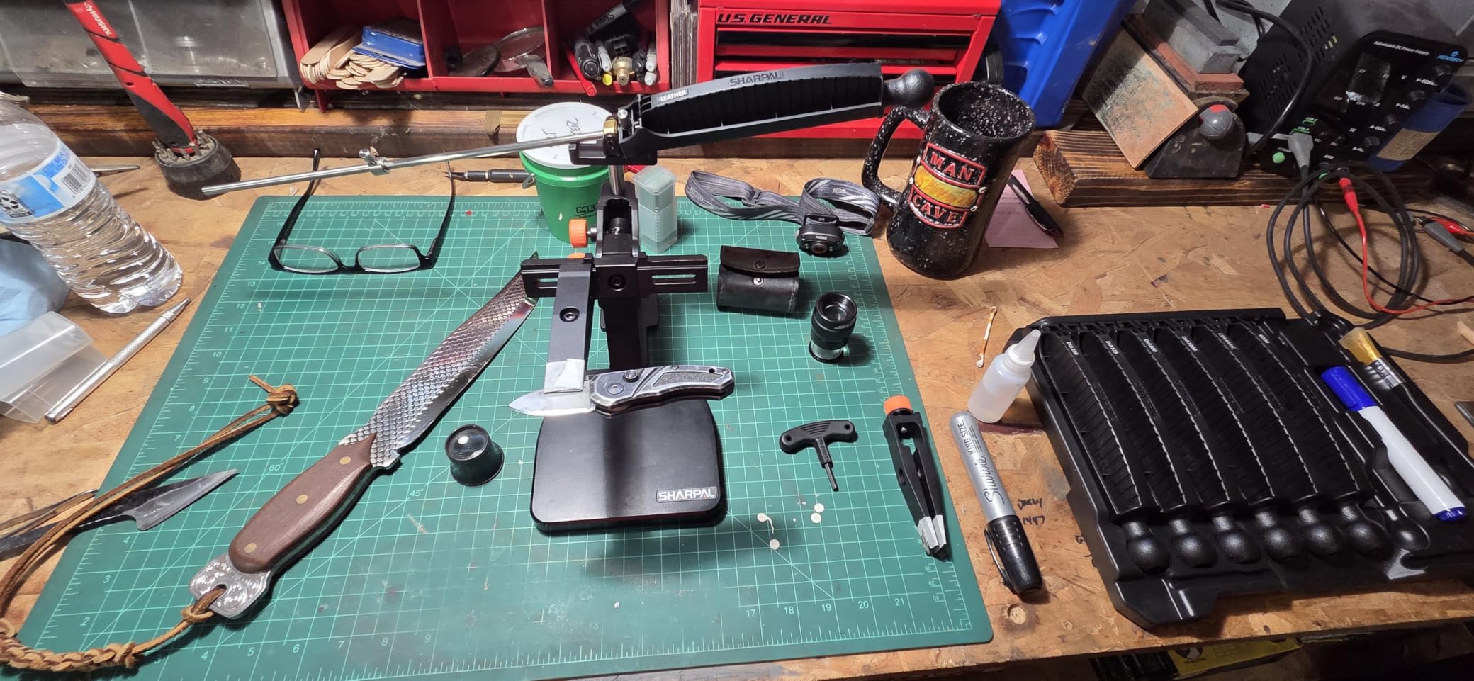 SHARPAL 202H Precision Knife Sharpening System, Adjustable Angle 10-35deg | Knife Sharpener Kit, 7 Abrasive Plates (Diamond 220/325/600/1000, Whetstone 3000/6000, Leather Strop) and Giftable Carry Case customer photo 2