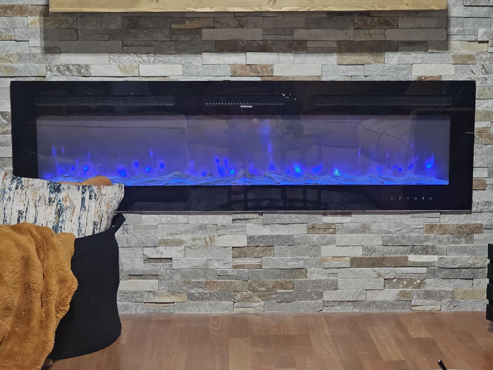EUHOMY 60 Inch Electric Fireplace Recessed Wall Mounted | 2026 Upgrade, Adjustable Flame Color, Remote Control, Timer, Log and Crystal, 750W/1500W Fireplace Heater customer photo 1