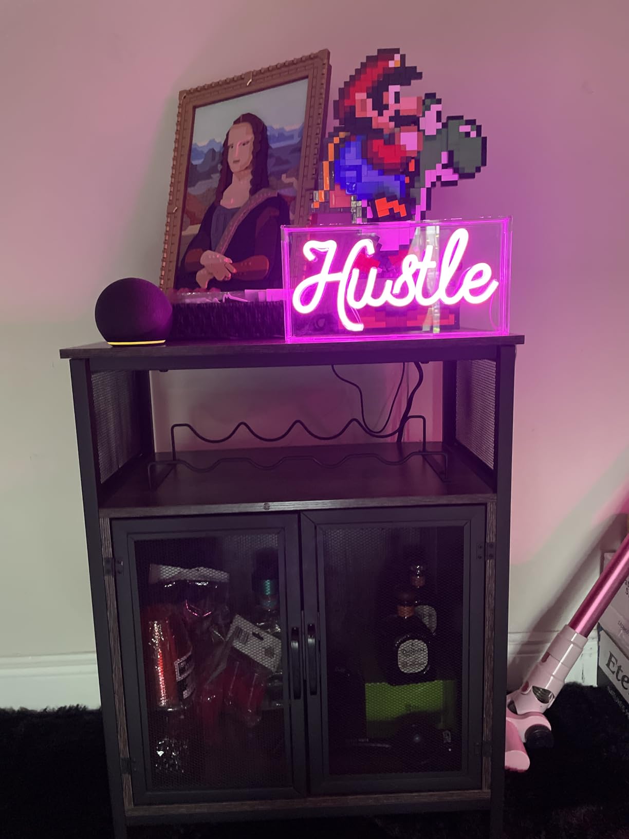 Unikito Wine Bar Cabinet with LED Light, Liquor Cabinet with Wine Rack and Glass Holder, Coffee Bar Cabinets with Drawer customer photo 1