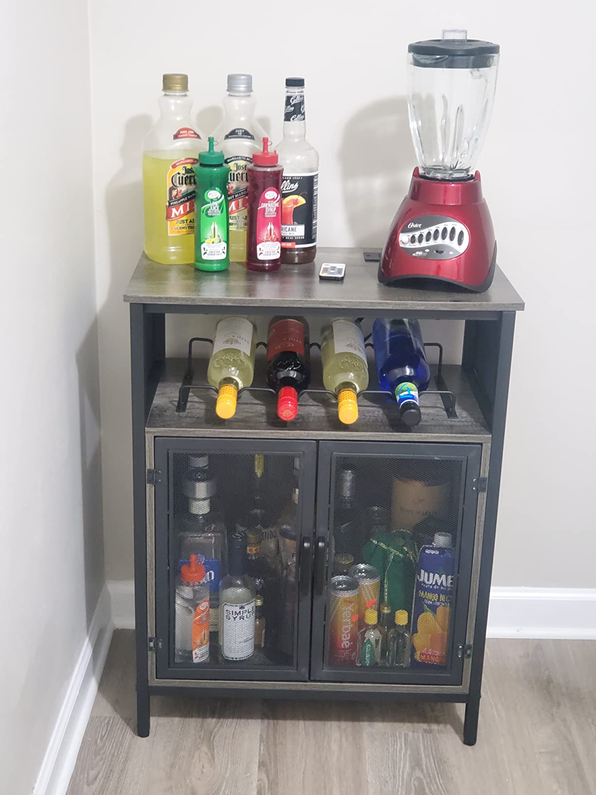 Unikito Wine Bar Cabinet with LED Light, Liquor Cabinet with Wine Rack and Glass Holder, Coffee Bar Cabinets with Drawer customer photo 2