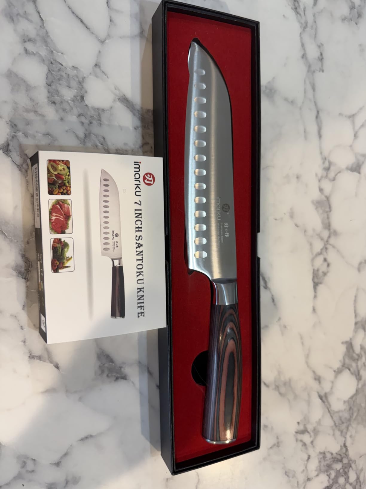 imarku Nakiri Knife 7 Inch, Razor Sharp Japanese Kitchen Knife Chef Knife, Multipurpose Japanese High Carbon Stainless Steel Meat Vegetable Knife, Ergonomic Pakkawood Handle customer photo 2