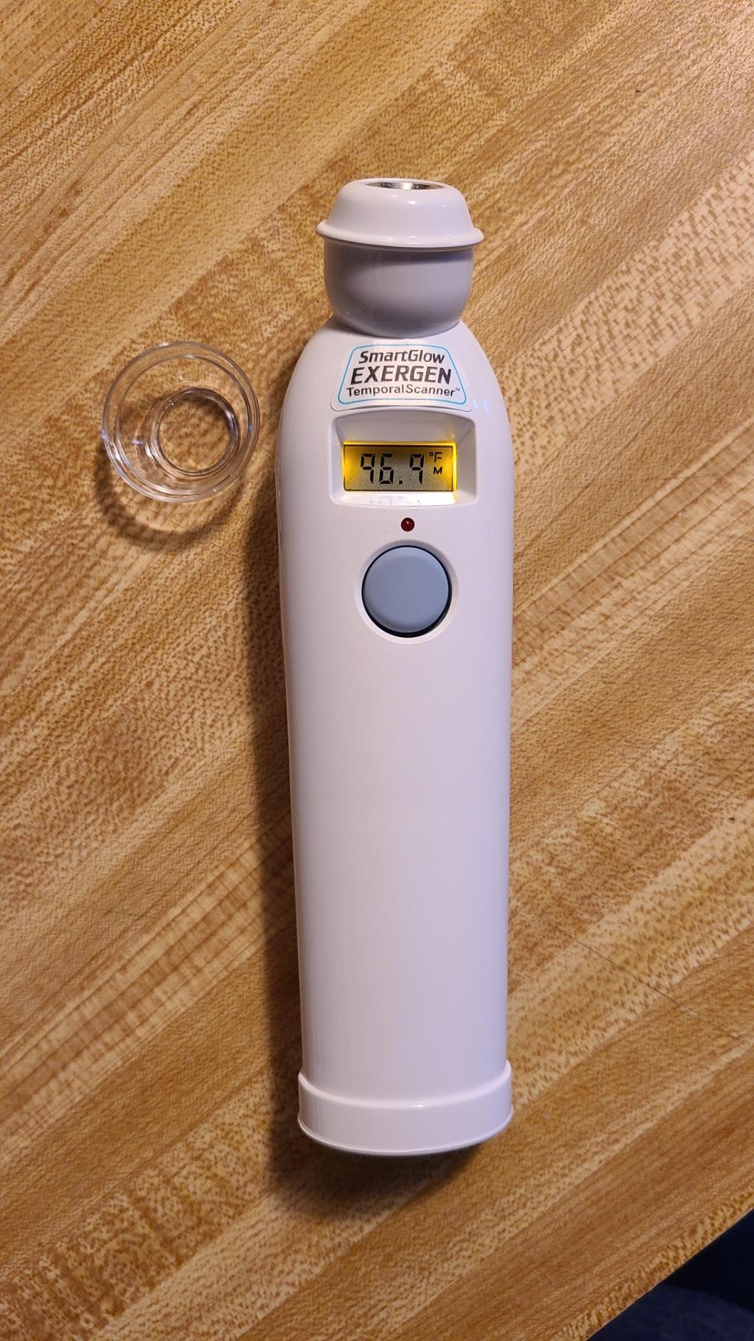 Exergen TAT-2000C+ Temporal Artery Thermometer, White, 9V Included | Thermometer For Adults, Kids, & Newborns | Soft Glow LCD, Silent Mode, 8 Memory Readings customer photo 2