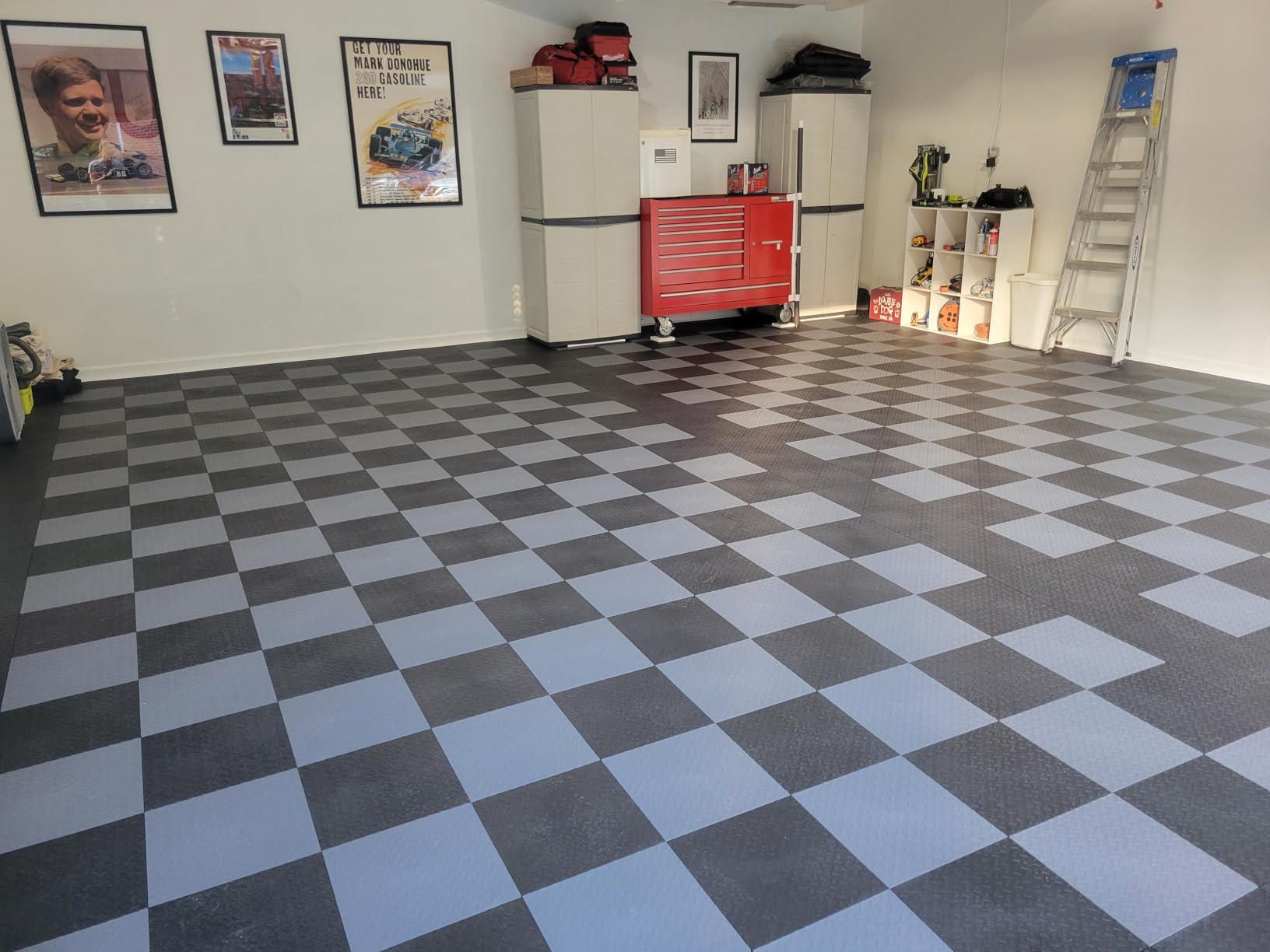 Garage Floor Tiles Interlocking Garage Flooring Tiles Pack of 48 Antislip Oil and Stain Resistant for Garages Shop Floors Basements 40000 LBS Load Capacity (Black, 12 inch x 12 inch, Non Drain Tiles) customer photo 1