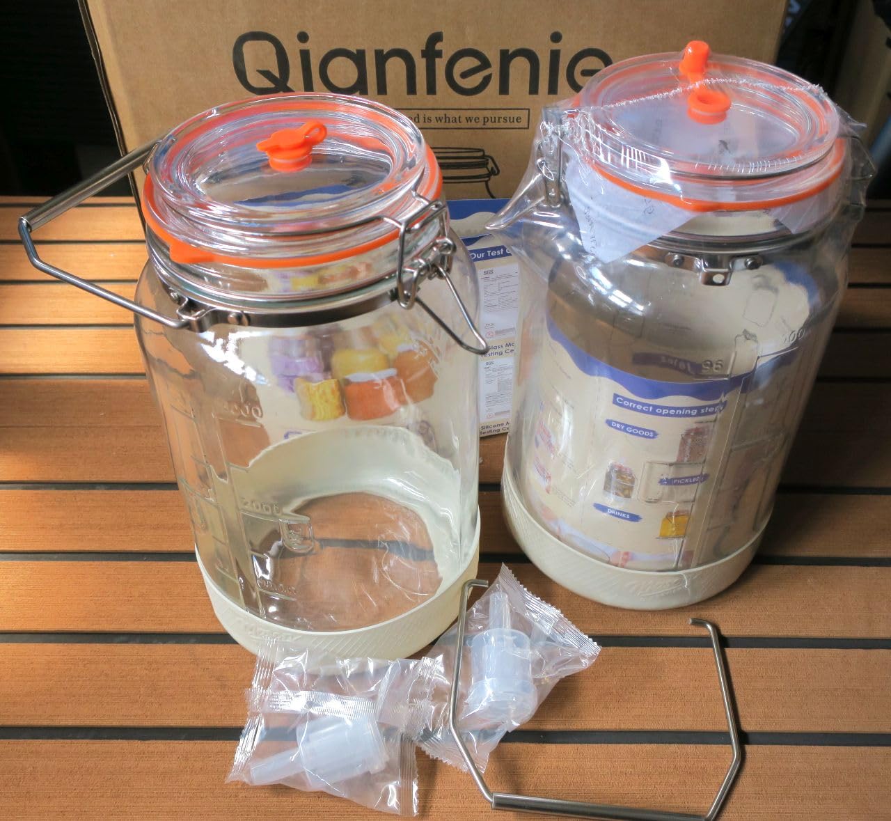 Upgrade 1 Gallon Fermentation Jars with Airlocks - Wide Mouth Glass Jars with Airtight Lid for Sauerkraut Mead Sourdough Starter Pickle, Fermenting Jar with Handle & Non-Slip Silicone Base, 2 Pack customer photo 1
