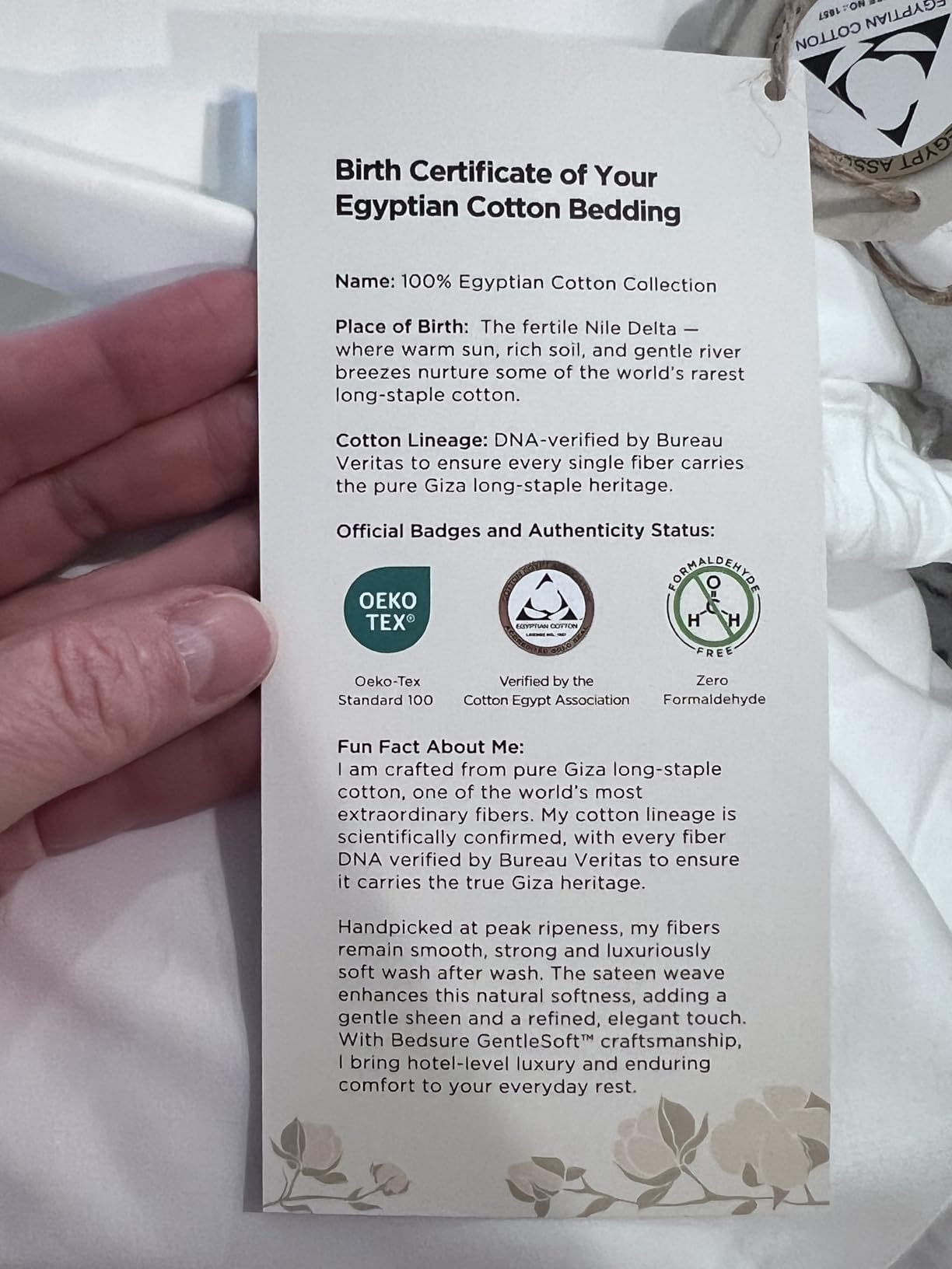 Bedsure PureWoven 100% Giza Egyptian Cotton King Sheets, CEA & BV Certified | 18