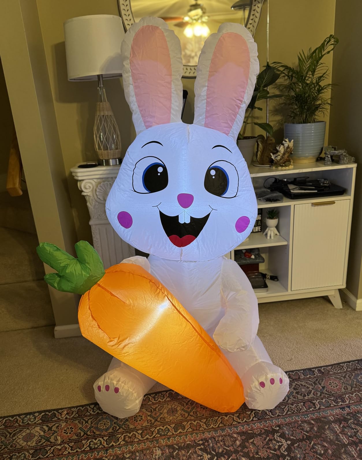 5 Ft Easter Inflatables Easter Decorations, Blow up Easter Bunny with LED Lights Baskets Light up Easter Decor, Easter Decorations for Home Holiday Party Indoor Outdoor Garden Lawn customer photo 1