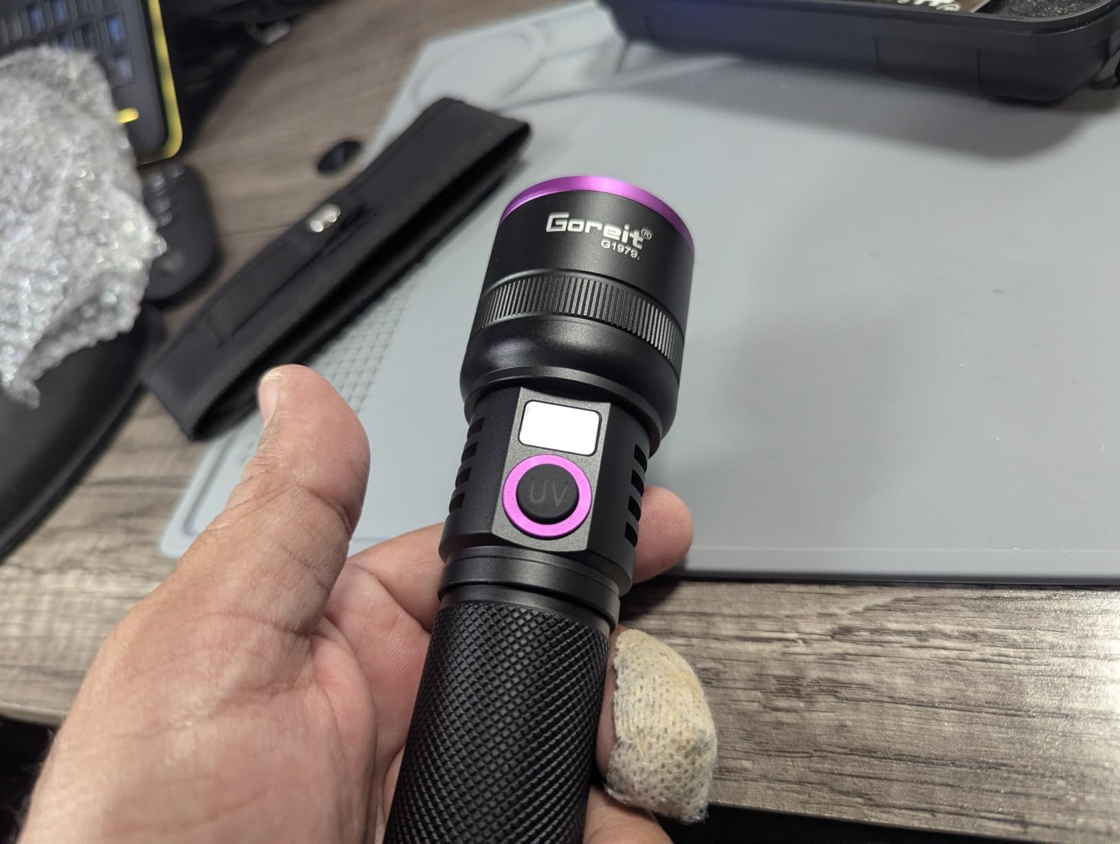 365nm Black Light UV Flashlight Rechargeable with Filter Lens & LCD Display | 30w Professional Blacklight, USB Charging, for Pet Urine Detection, Cleaning, Resin Curing, Rocks, Scorpion, Blood Tracking customer photo 2