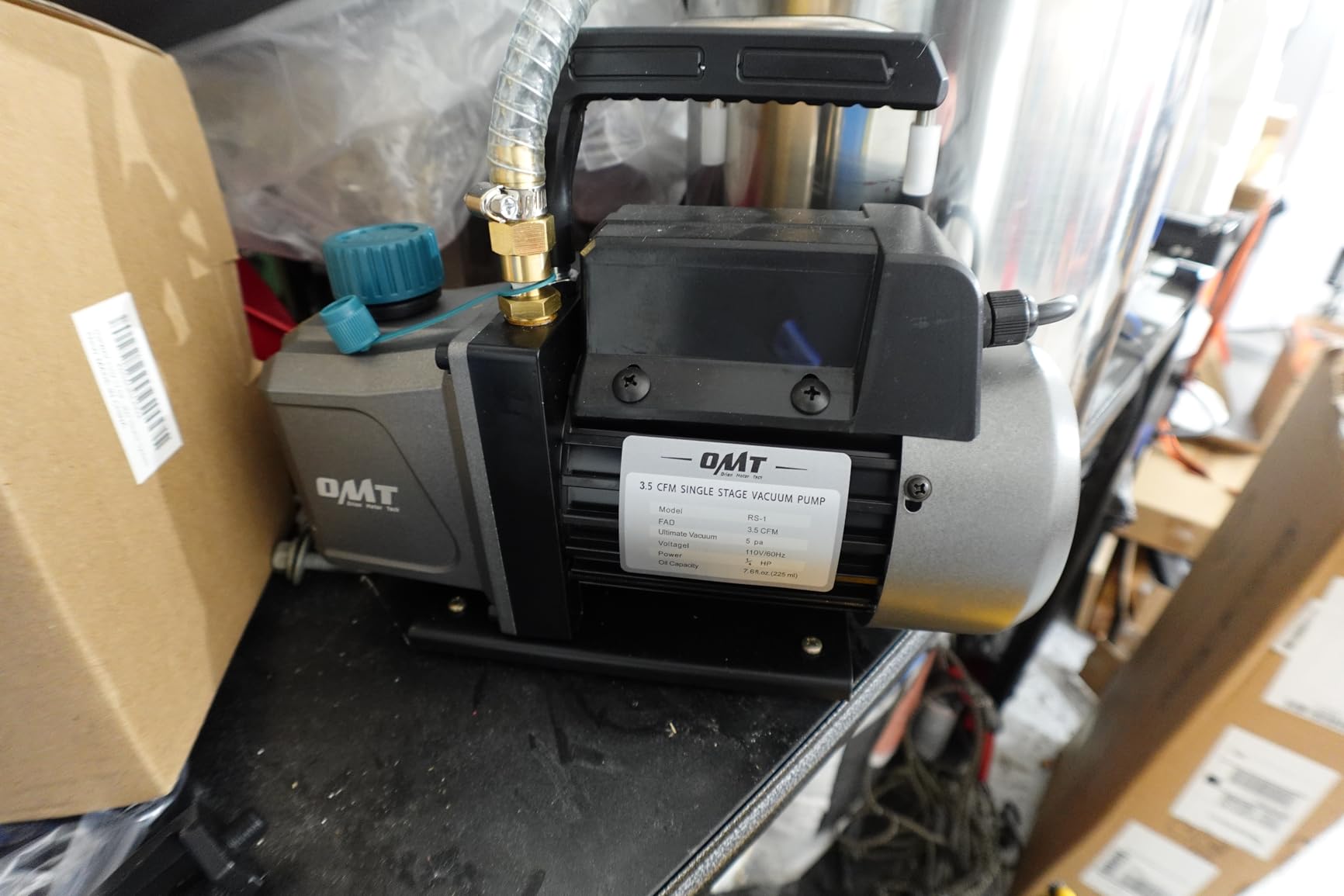 OMT 1.5 Gal Vacuum Chamber & 3.5 CFM Pump Kit for Resin Degas, Blue | Safe Overheat Protection. 1/4HP Pump Pulls to 37.5 Microns. SS Pot with 0.5