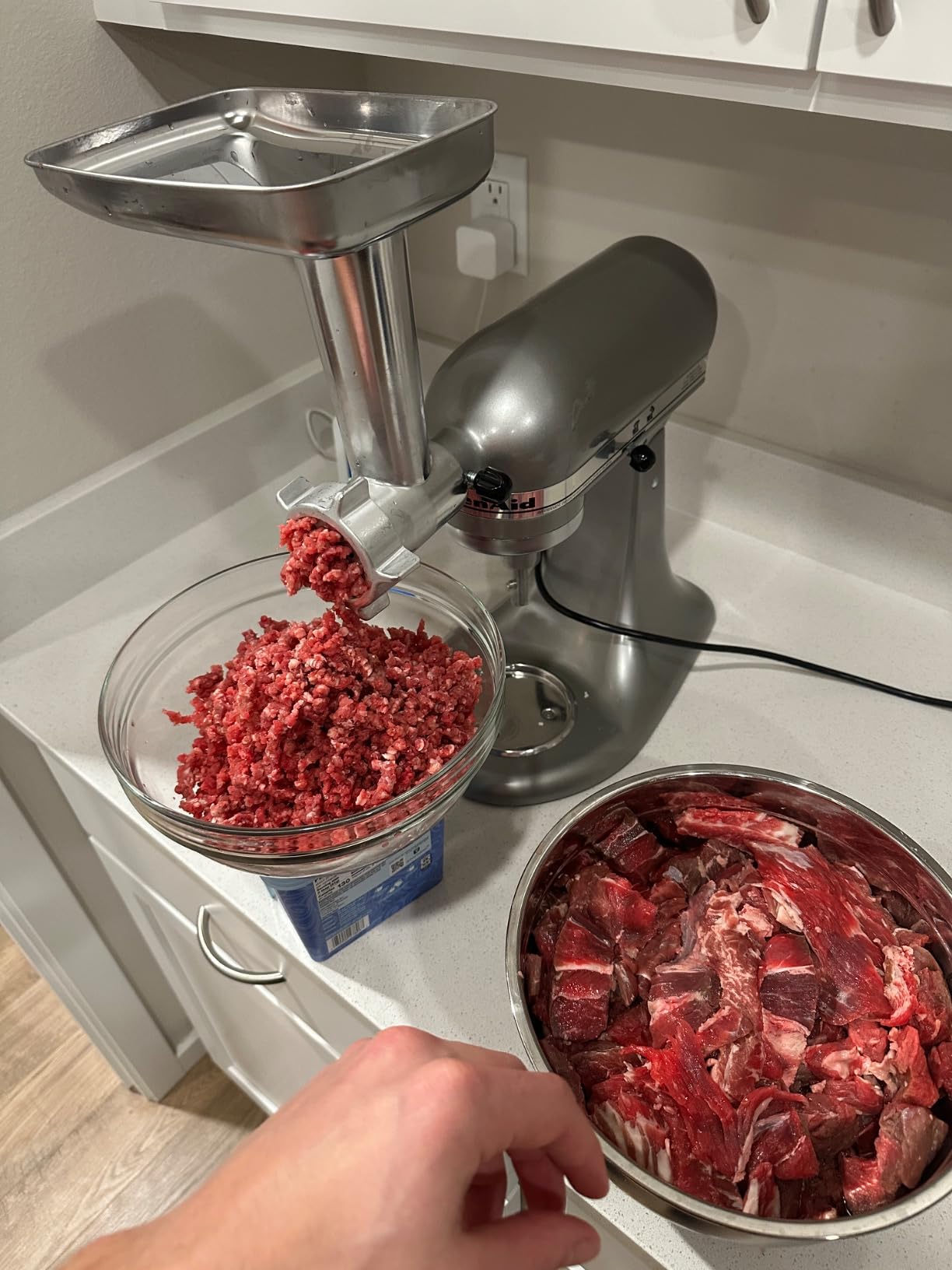 HOZODO Meat Grinder & Cheese Grater Attachments for KitchenAid Mixer | 2-Pc Set with Stainless Steel Slicer Shredder & Food Grinder customer photo 2