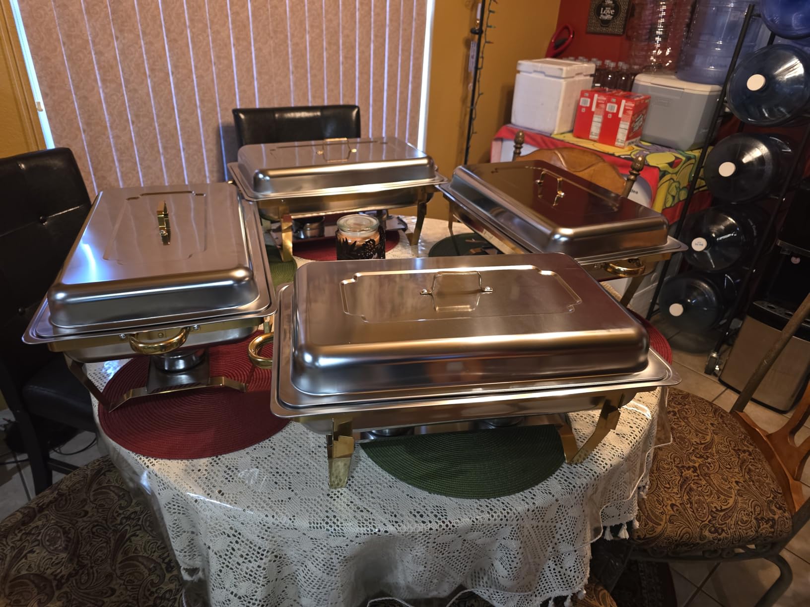 POWERFUEL 4 Pack 9QT Rectangular Stainless Steel Chafing Dishes for Buffet | Chafing Dishes Set with 4 Serving Tongs, Serving Tray, Water Pan, Stand, Fuel Holder for Party, Gathering, Wedding customer photo 1