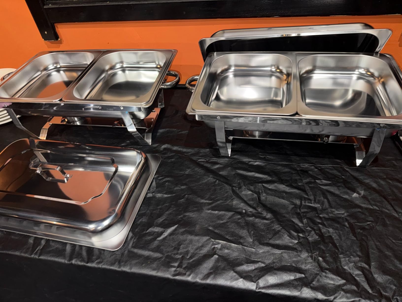 POWERFUEL 4 Pack 9QT Rectangular Stainless Steel Chafing Dishes for Buffet | Chafing Dishes Set with 4 Serving Tongs, Serving Tray, Water Pan, Stand, Fuel Holder for Party, Gathering, Wedding customer photo 2