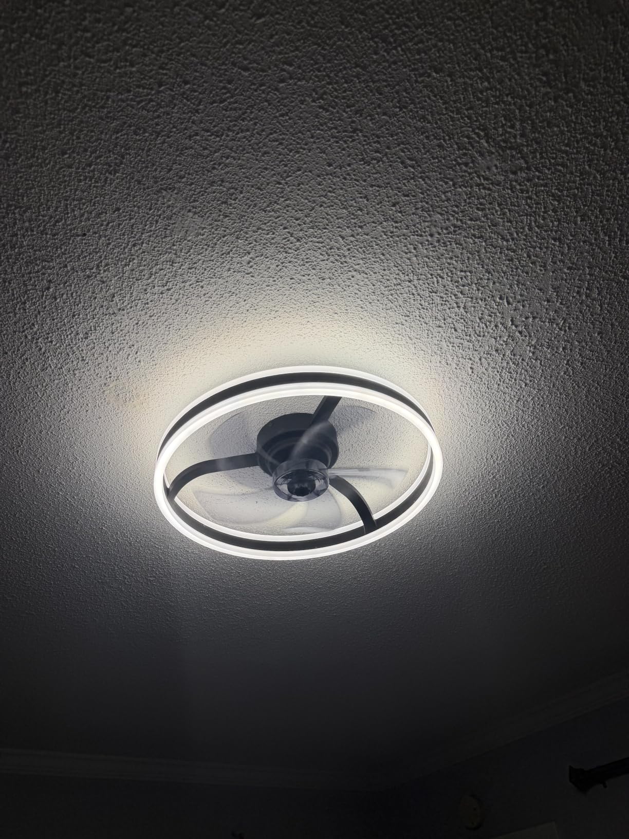 VOLISUN Low Profile Ceiling Fans with Lights and Remote, 24in Flush Mount Ceiling Fans with Light, 3000K-6500K Dimmable Fandelier LED Fan Light, White Bladeless Ceiling Fans with Lights for Bedroom customer photo 1