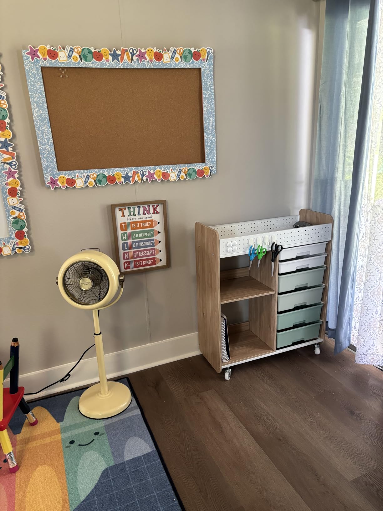 Rolling Craft Cart with 6 Drawers, Pegboard and Locking Wheels White | Ample multi-zone storage, 2 open shelves, art cart for classrooms, homeschool and offices, sturdy wood-metal frame customer photo 2