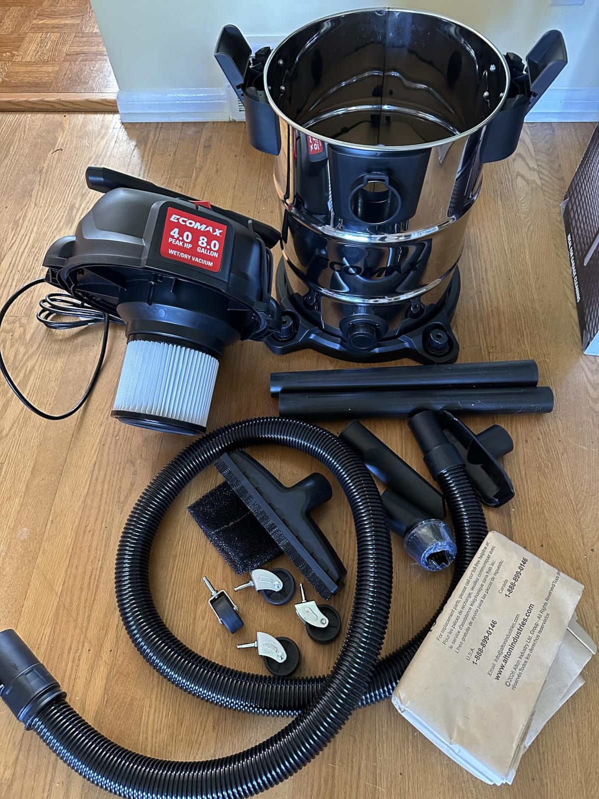 ECOMAX 8 Gallon Ultra Quiet Stainless Steel Shop Vacuum Wet and Dry | 4 Peak HP, 80% Quieter Operation, Durable Long Life Motor, Portable Vacuum for Garage, Workshop, Jobsite, Complete Accessory customer photo 2