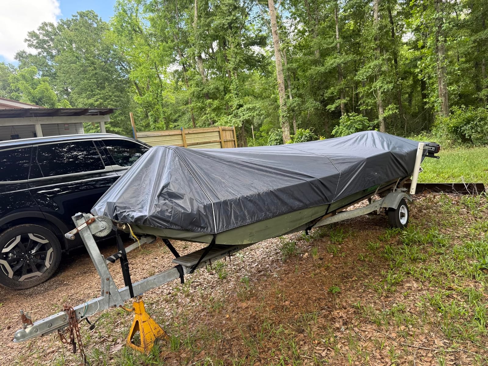 Jon Boat Cover 14-16FT, 900D Waterproof Trailerable Boat Cover | Oxford with PU Coating, 10 Windproof Adjustable Straps, Elastic Hem, Outdoor Storage, Beam up to 75in customer photo 1