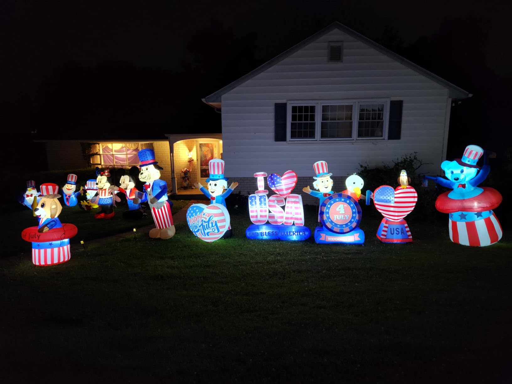 4FT Patriotic Independence Day 4th of July Memorial Day Inflatable Outdoor Decoration, Pug in Uncle Sam Hat, LED Lights Holiday Blow Up for Fourth July Party Garden Yard Lawn Decor customer photo 1