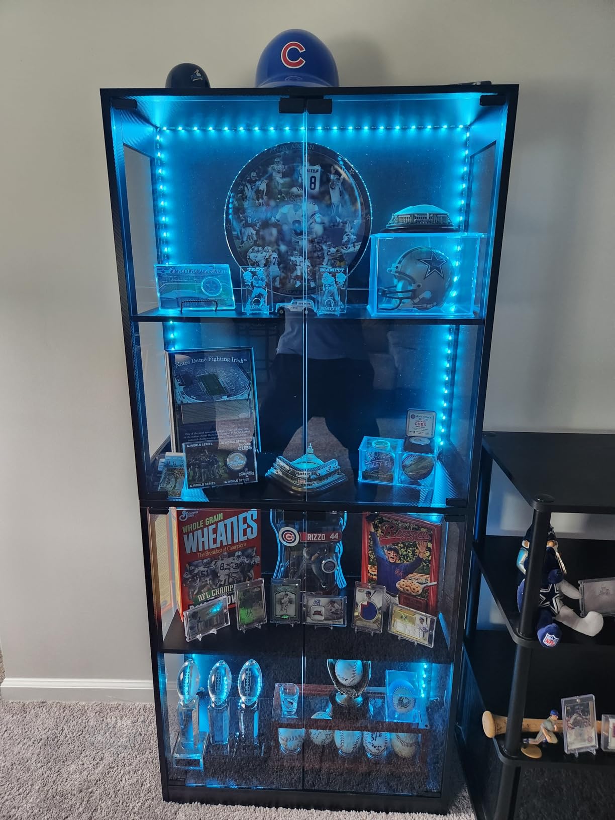 AODK Display Cabinet with RGB Lights, 4-Tier Display Case with Glass Doors customer photo 2