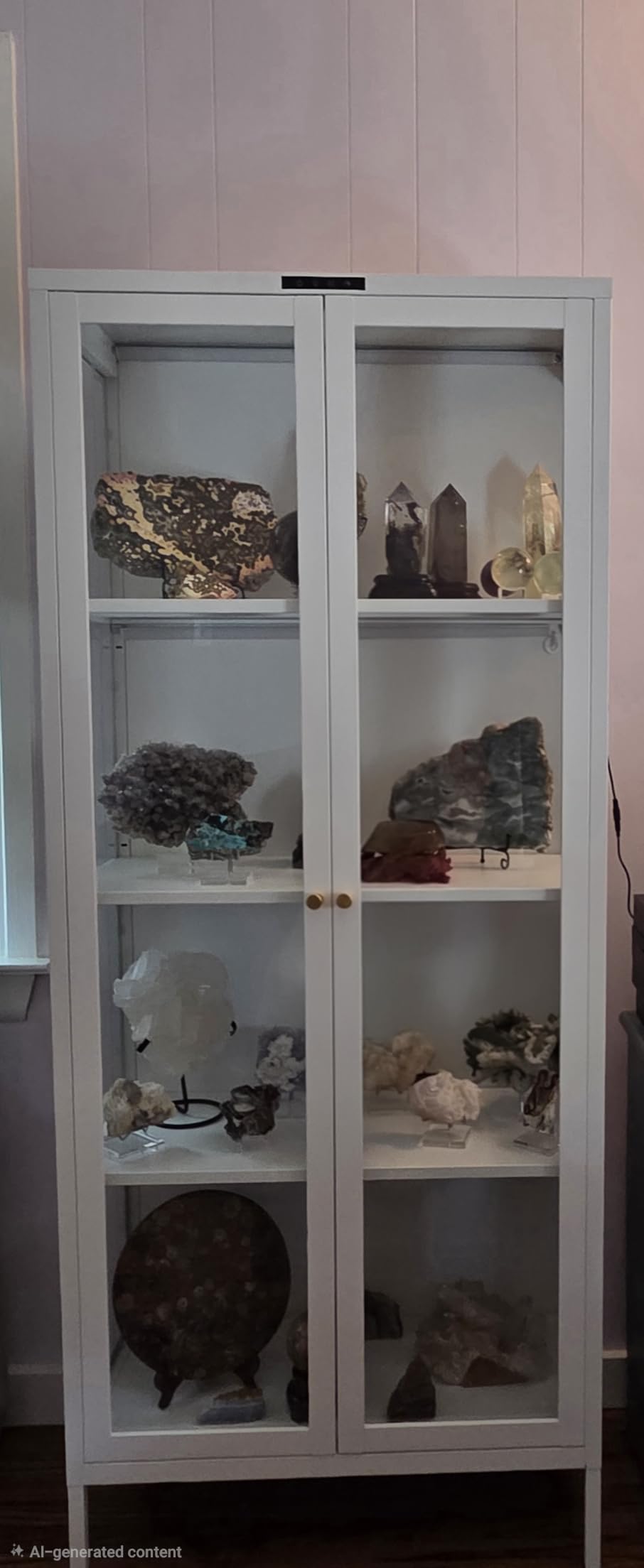 UNICOLY Display Cabinet with Glass Doors and 8 Color LED Lights customer photo 2