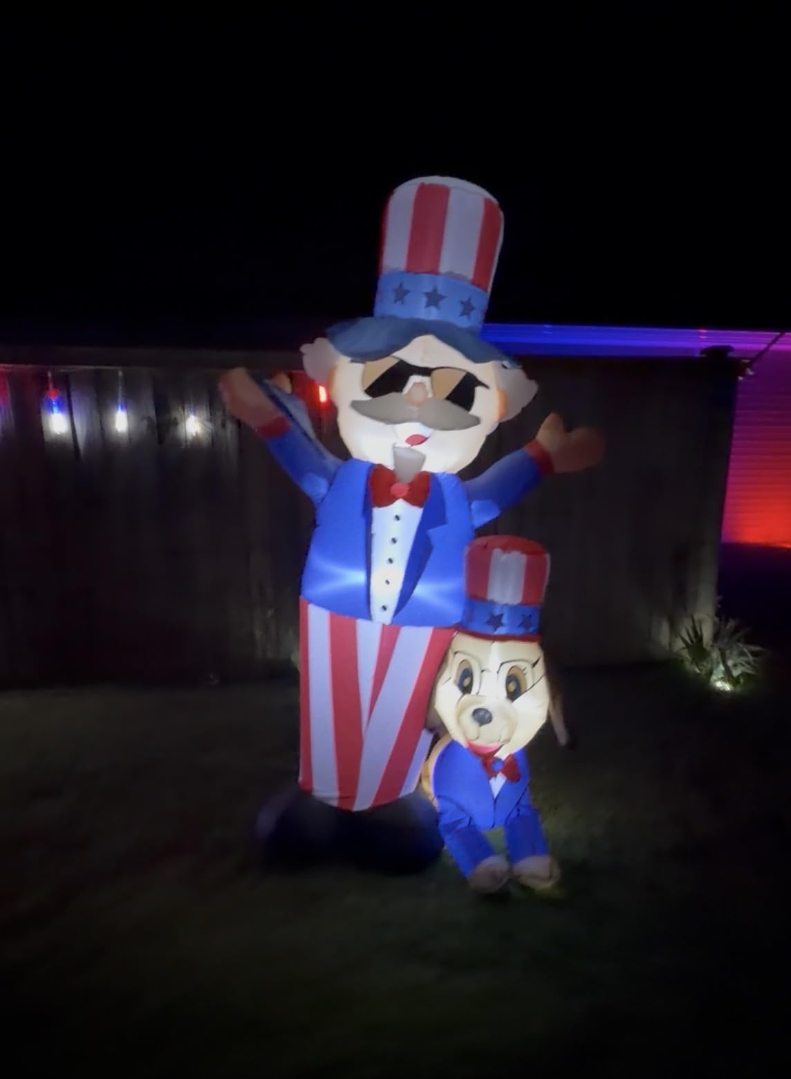 7FT Patriotic Independence Day 4th of July Inflatables Outdoor Decorations, Uncle Sam with Dog Decoration, Built in LED Lights Blow up Holiday Decor for Lawn Yard Outdoor Indoor customer photo 1