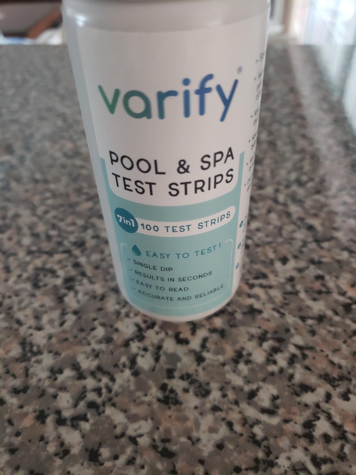 Varify 7in1 Pool Test Strips 150 Hot Tub Test Strips and Spa Test Strips | 150 Strip tests 7 parameter which includes Water Hardness, Free and Total Chlorine, Bromine, pH, Alkalinity and Cyanuric Acid customer photo 2