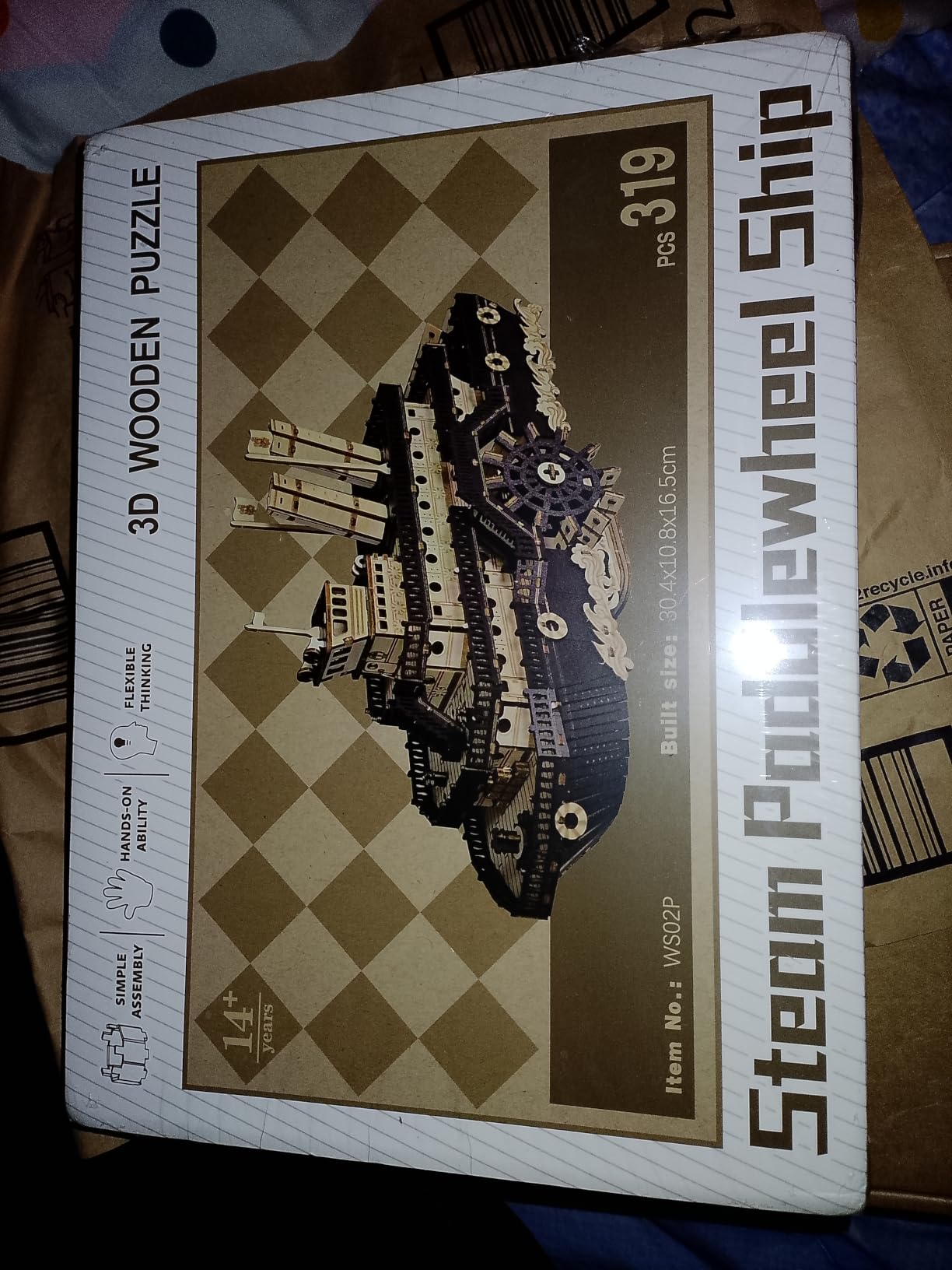 3D Wooden Puzzles for Adults,Paddle Steamer Ship Model Kit, Desk Décor,Gift customer photo 1