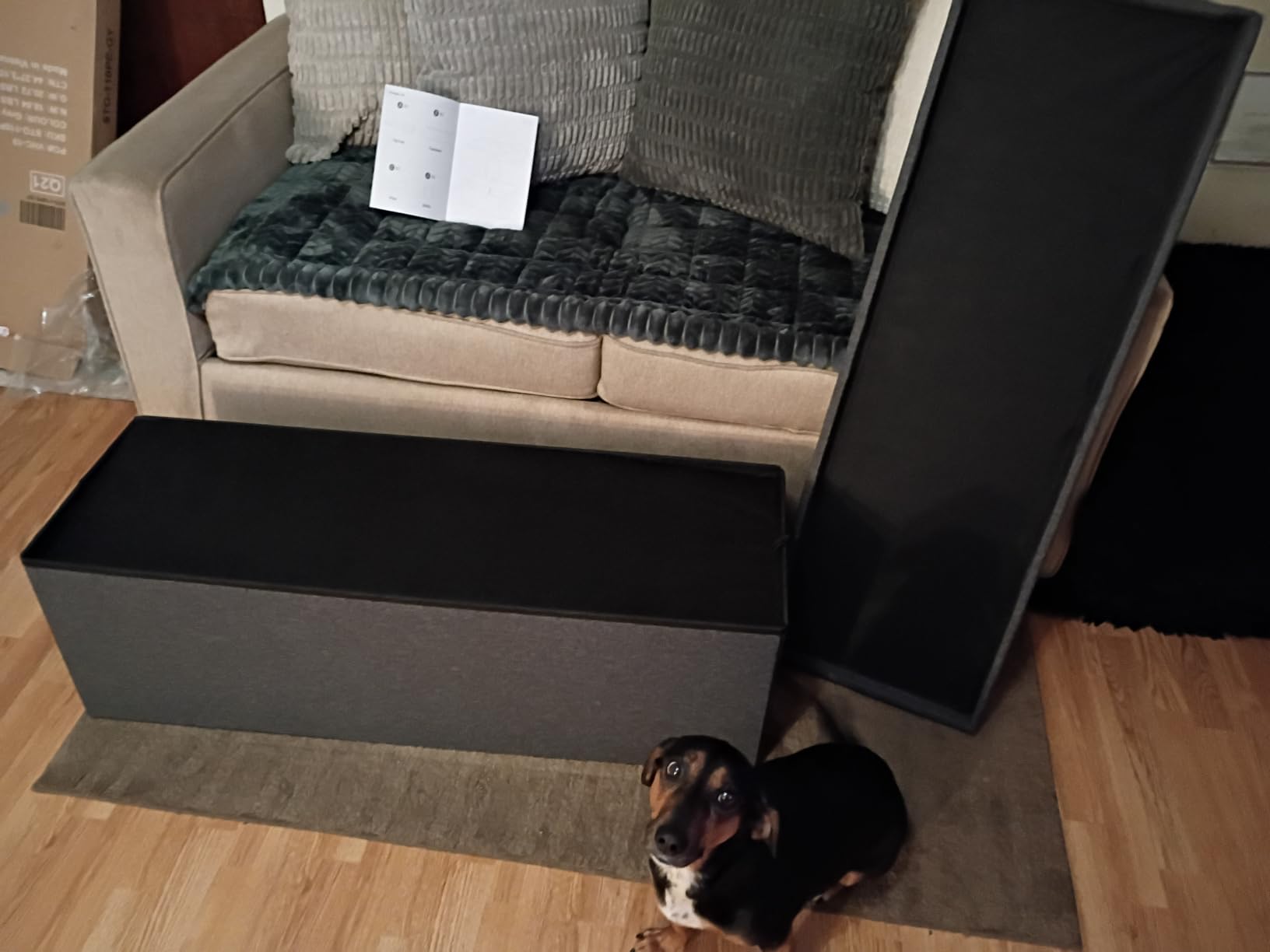 DUMOS 43 Inch Folding Storage Ottoman Bench, Large Ottoman with Storage | Storage Chest with Thicker Foam Padded Seat, End of Bed Foot Rest Stool for Bedroom Living Room Entryway, Load 660 lbs, Grey customer photo 2