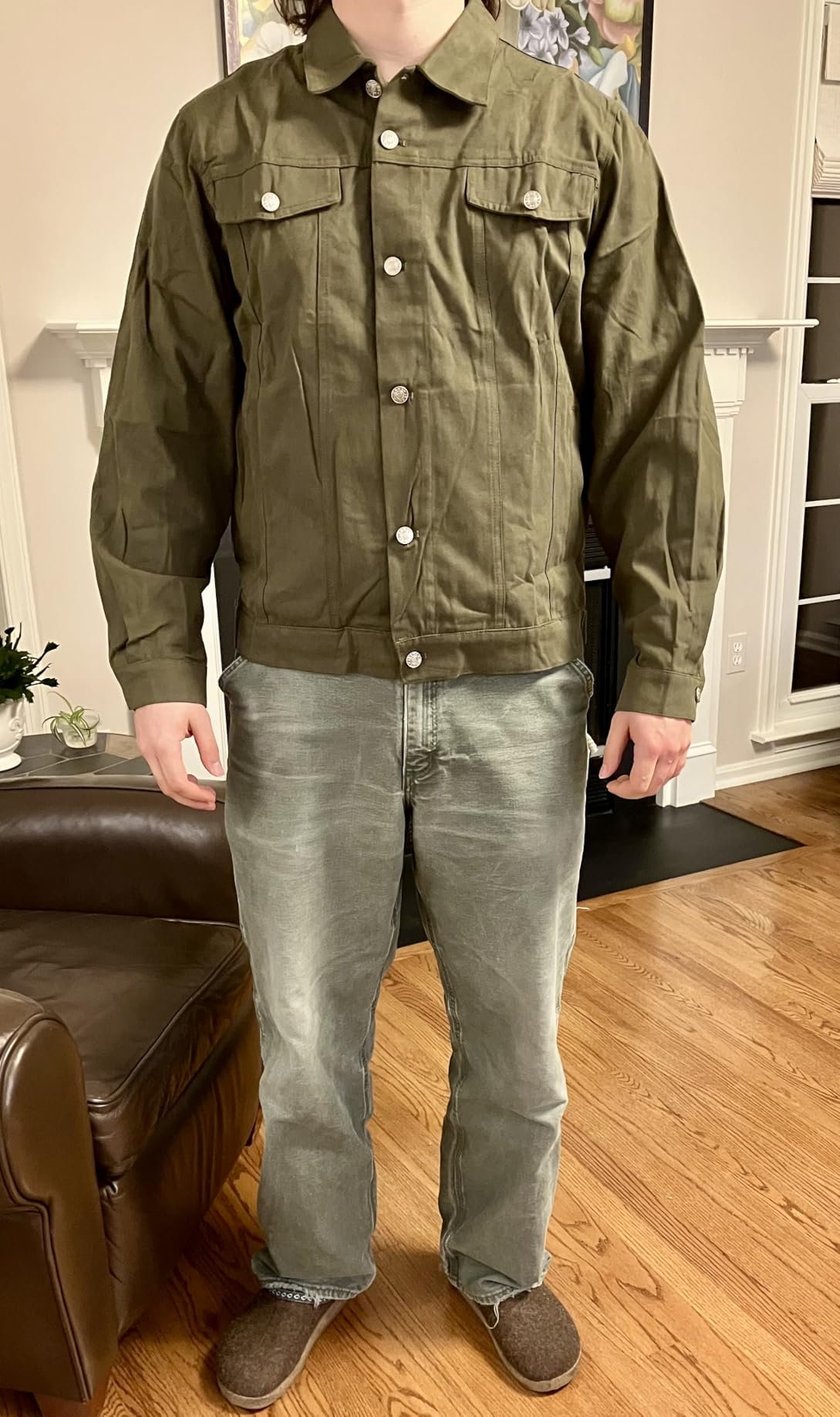 Huckberry Flint and Tinder Dry Wax Trucker Jacket, Unlined Mens Lightweight Cotton Jacket customer photo 2