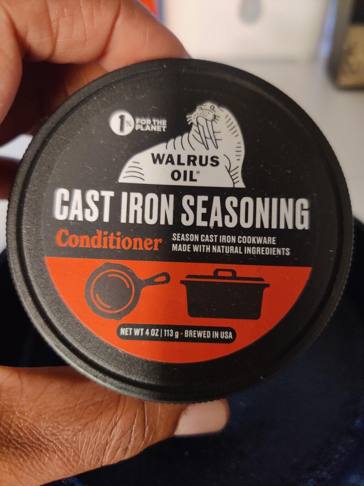 Walrus Oil - Cast Iron Seasoning, Protect and Season Cast Iron Cookware, Prevents Rust, Works on Griddles, Pans, Pots, ands Skillets, Fortified with All Natural Beeswax, 100% Food Contact Safe, 4 oz customer photo 1