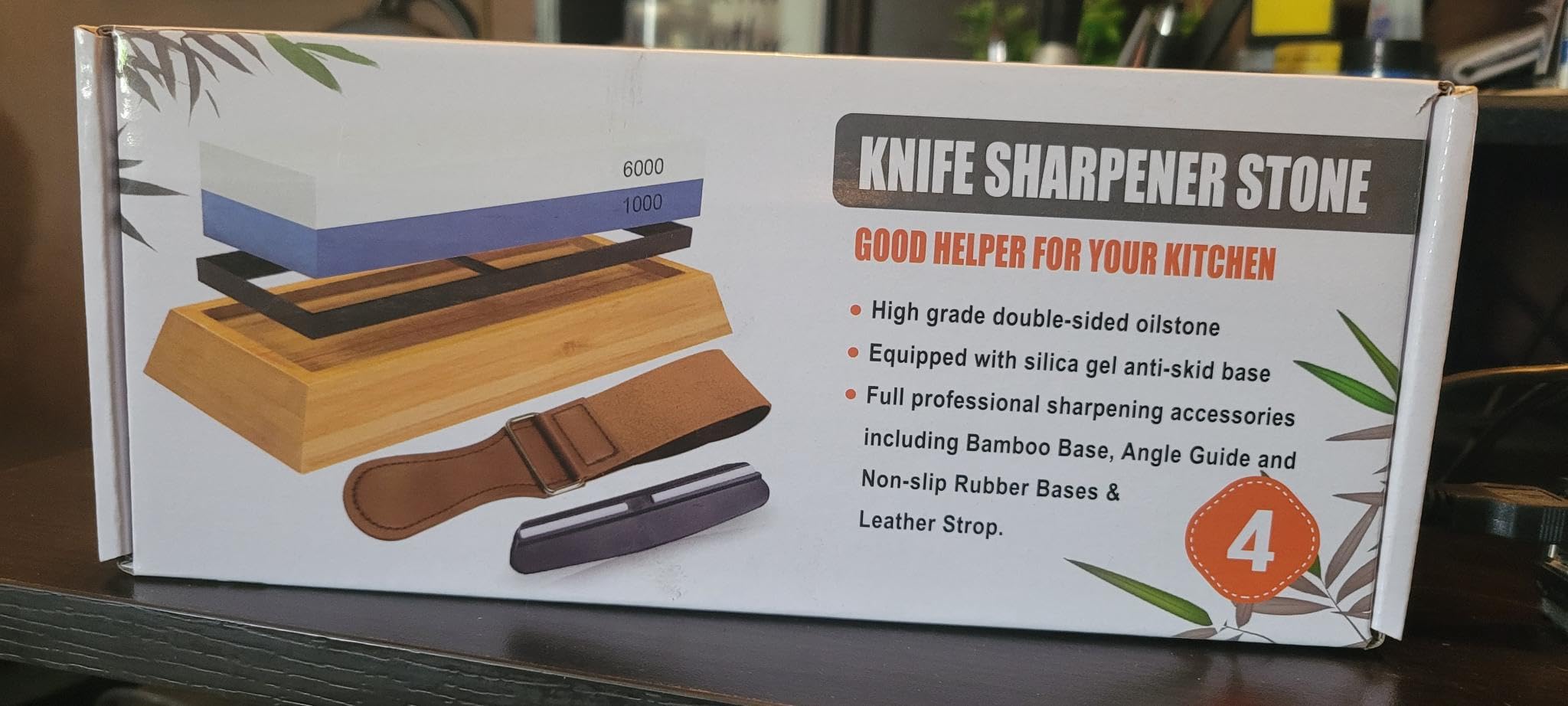 Knife Sharpening Stone Set, 400/1000 and 3000/8000 Grit Whetstone Kit | Includes leather strop, flattening stone, angle guide, 2 non-slip bases, whetstone set for sharpening kitchen knives tools customer photo 2