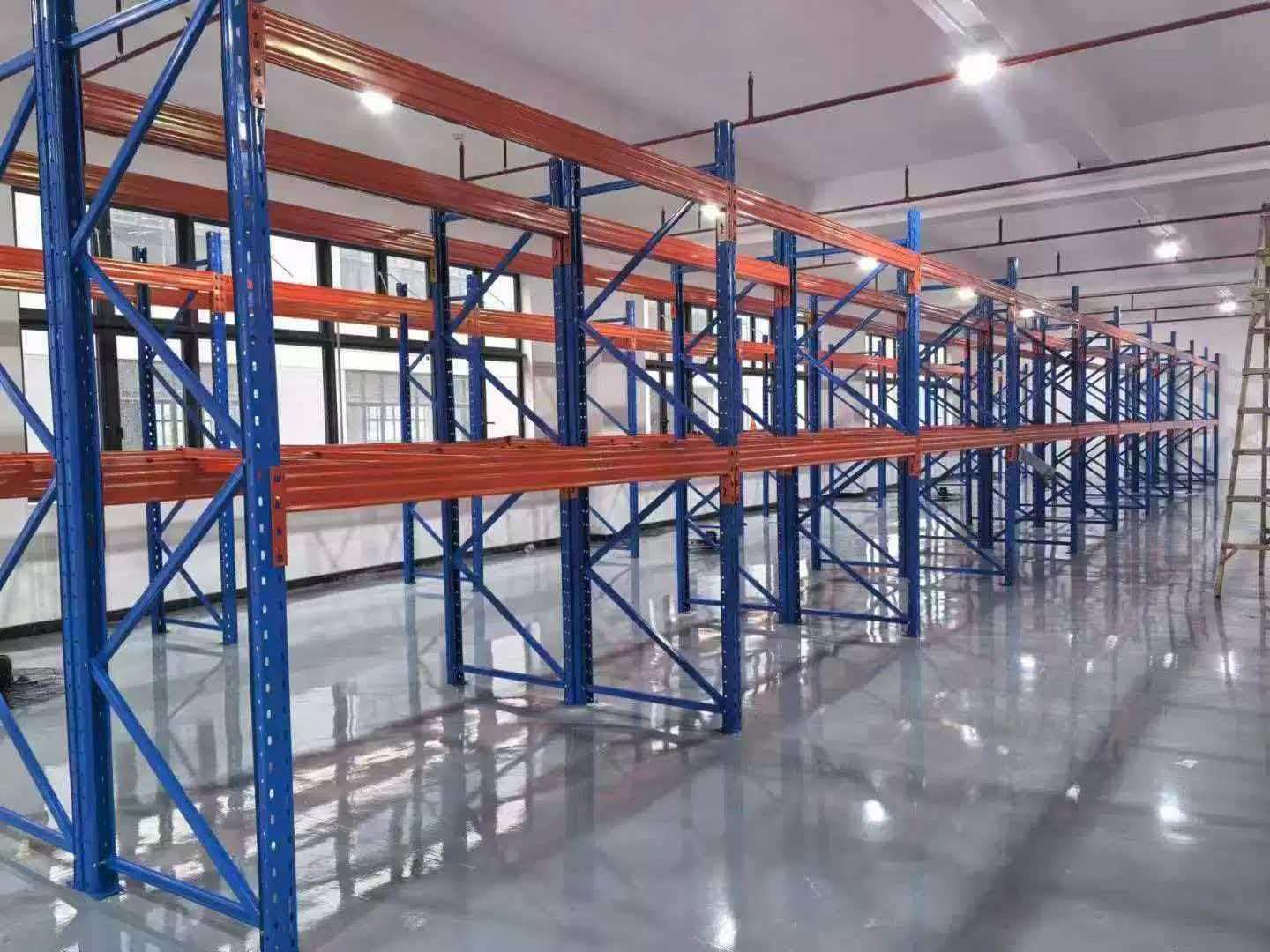 Warehouse Pallet Rack, Heavy Duty Industrial Storage Rack, Adjustable Selective Pallet Racking System, (Blue/Orange Starter Unit, W98.4*D48*H157/ Layer 3) customer photo 2