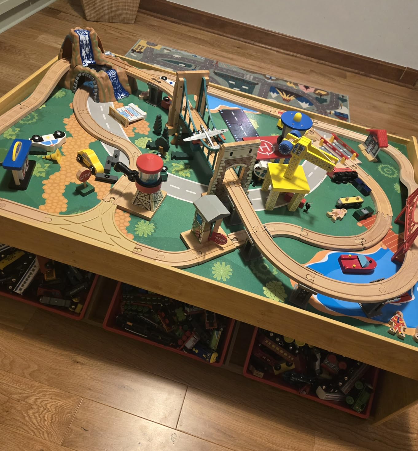 KidKraft Waterfall Mountain Wooden Train Set & Table; 120 Pieces, 3 Bins customer photo 1