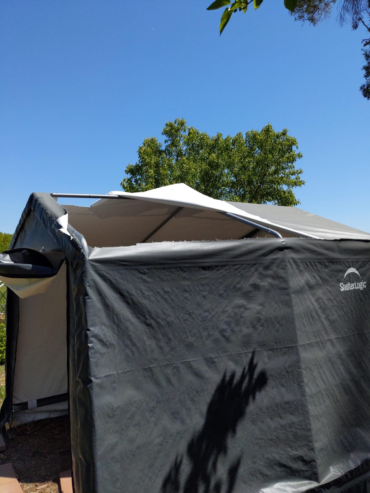 ShelterLogic 8' x 8' x 8' Shed-in-a-Box All Season Steel Metal Peak Roof Outdoor Storage Shed with Waterproof Cover and Heavy Duty Reusable Auger Anchors customer photo 1