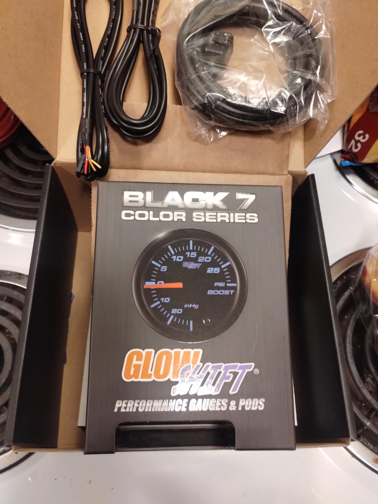 GlowShift Black 7 Color Digital Wideband Air Fuel Gauge Kit, 2-1/16