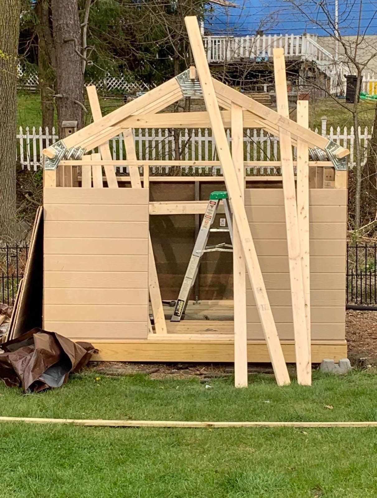 50% Structurally Stronger Truss Design Easy Shed Kit Builds 6'–14’ Widths Any Length - Bonus Miter Template, Storage Barn Shed Garage Playhouse Easy Framing Kit 2x4 Basic Barn Roof Wood NOT Included customer photo 2