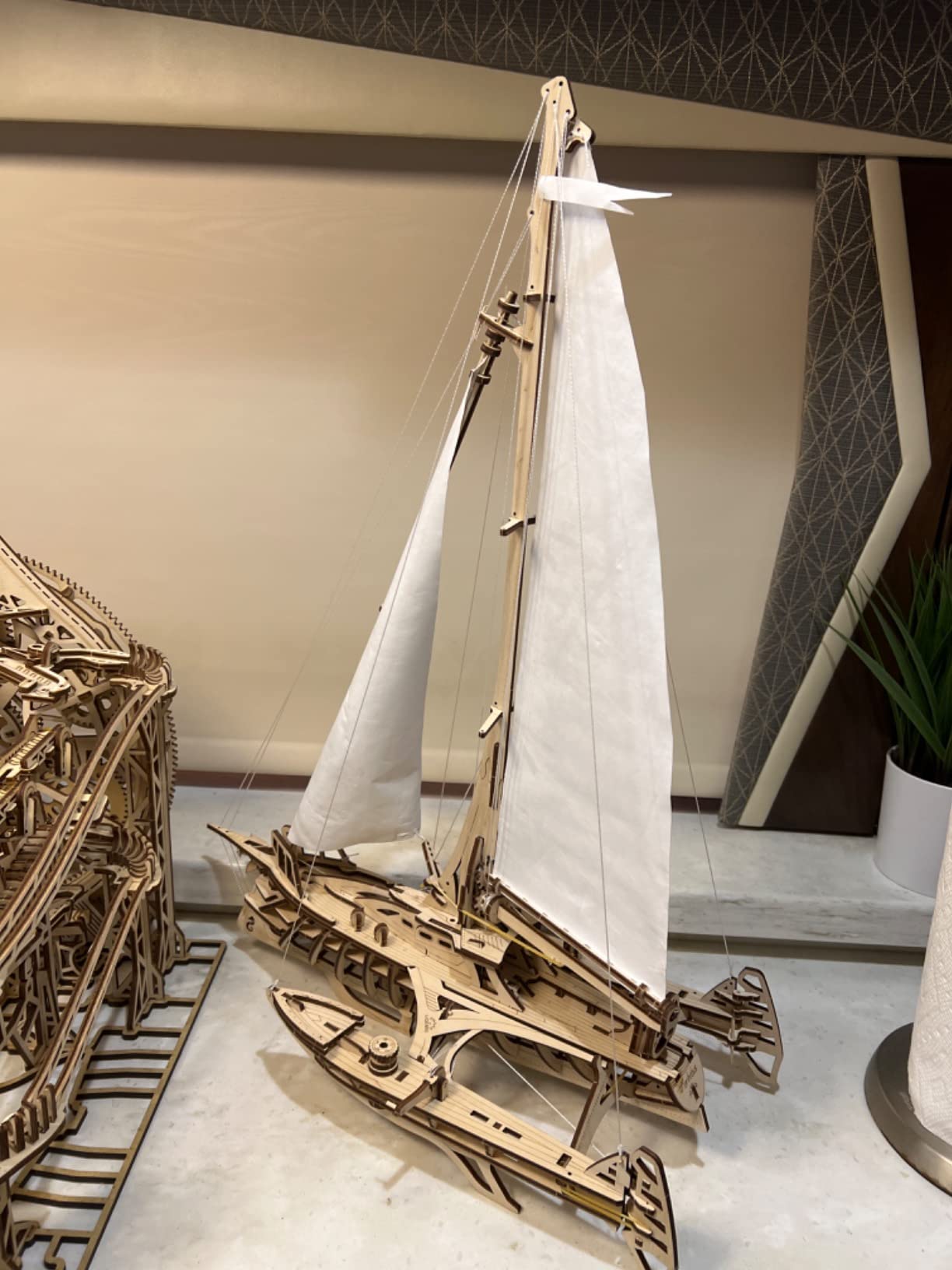 UGEARS Trimaran Merihobus 3D Wooden Puzzles for Adults - Wooden Model Kits for Adults Catamaran Mechanical Models Wooden Ships Sailboat Model Kit Brain Teaser, Hobby Set customer photo 1